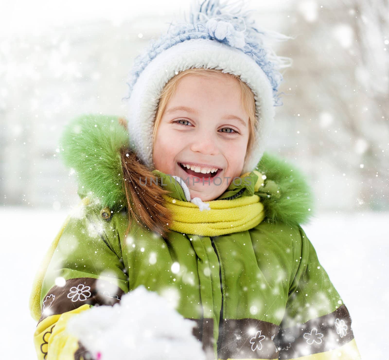 Smiling Happy little girl winter vacation