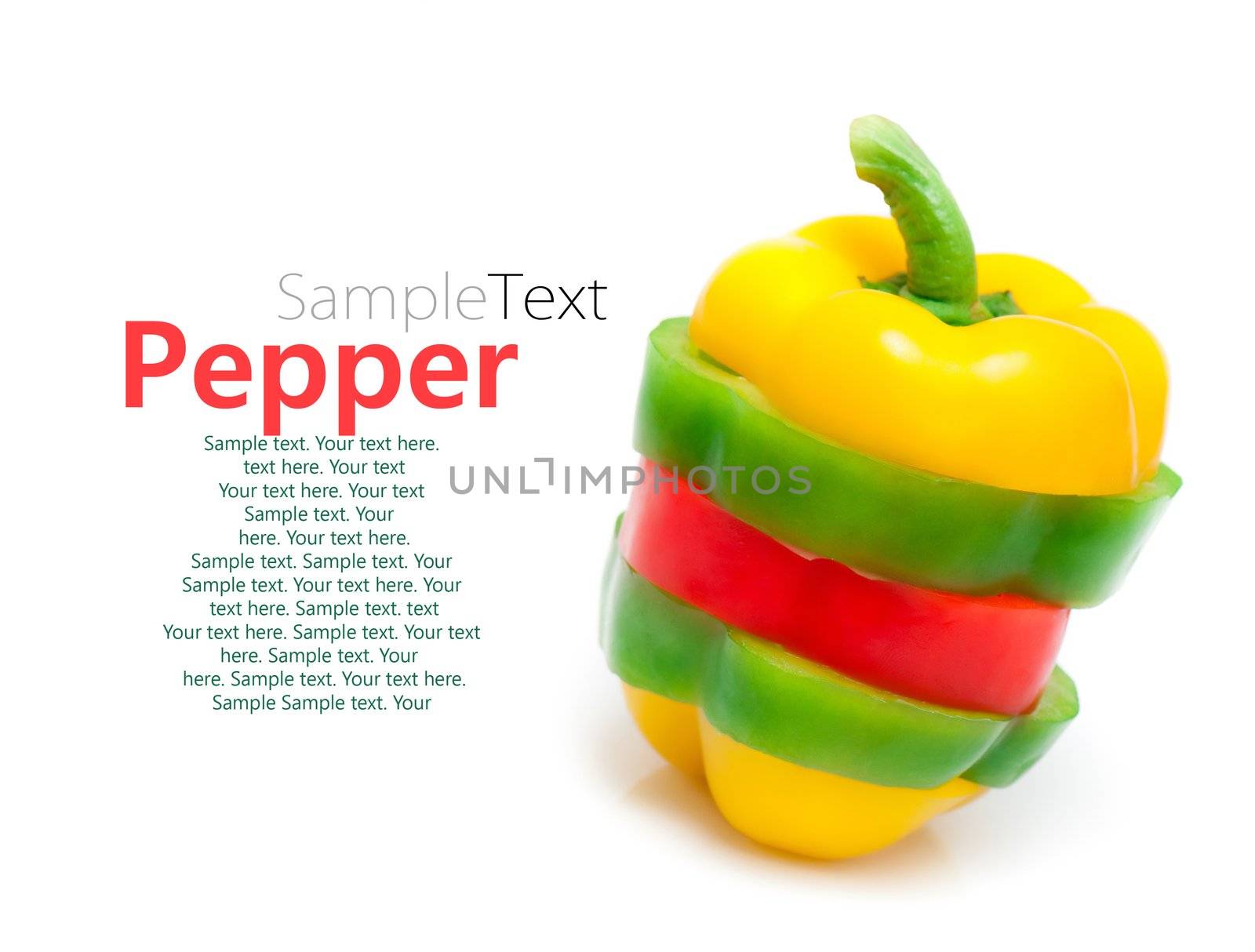chopped bell peppers with sample text
