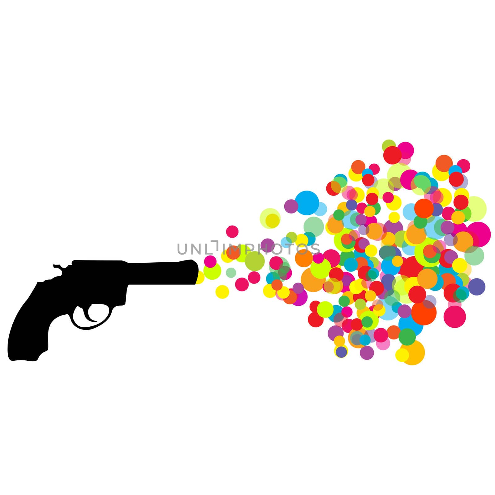 Black revolver with colored bubbles by hibrida13