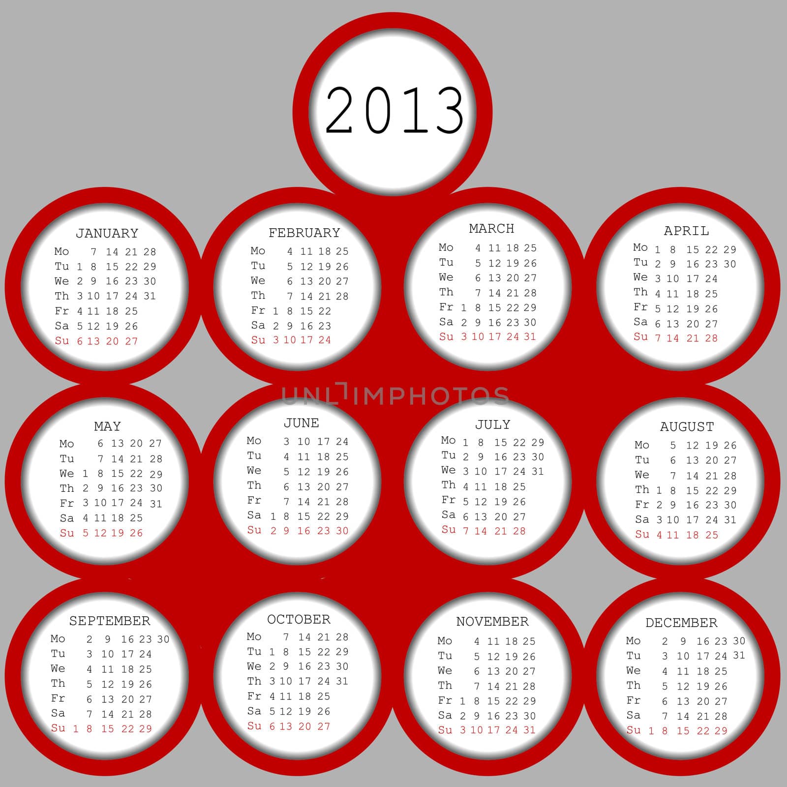 2013 red circles calendar by hibrida13