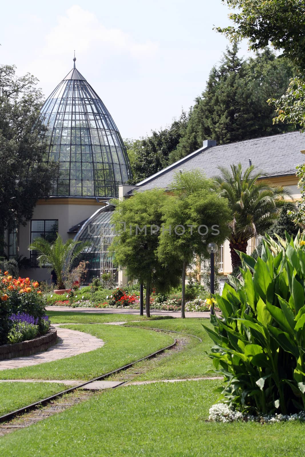 One of the greenhouses of the Palmengarten, the botanic garden of Frankfurte, Hesse, Germany.