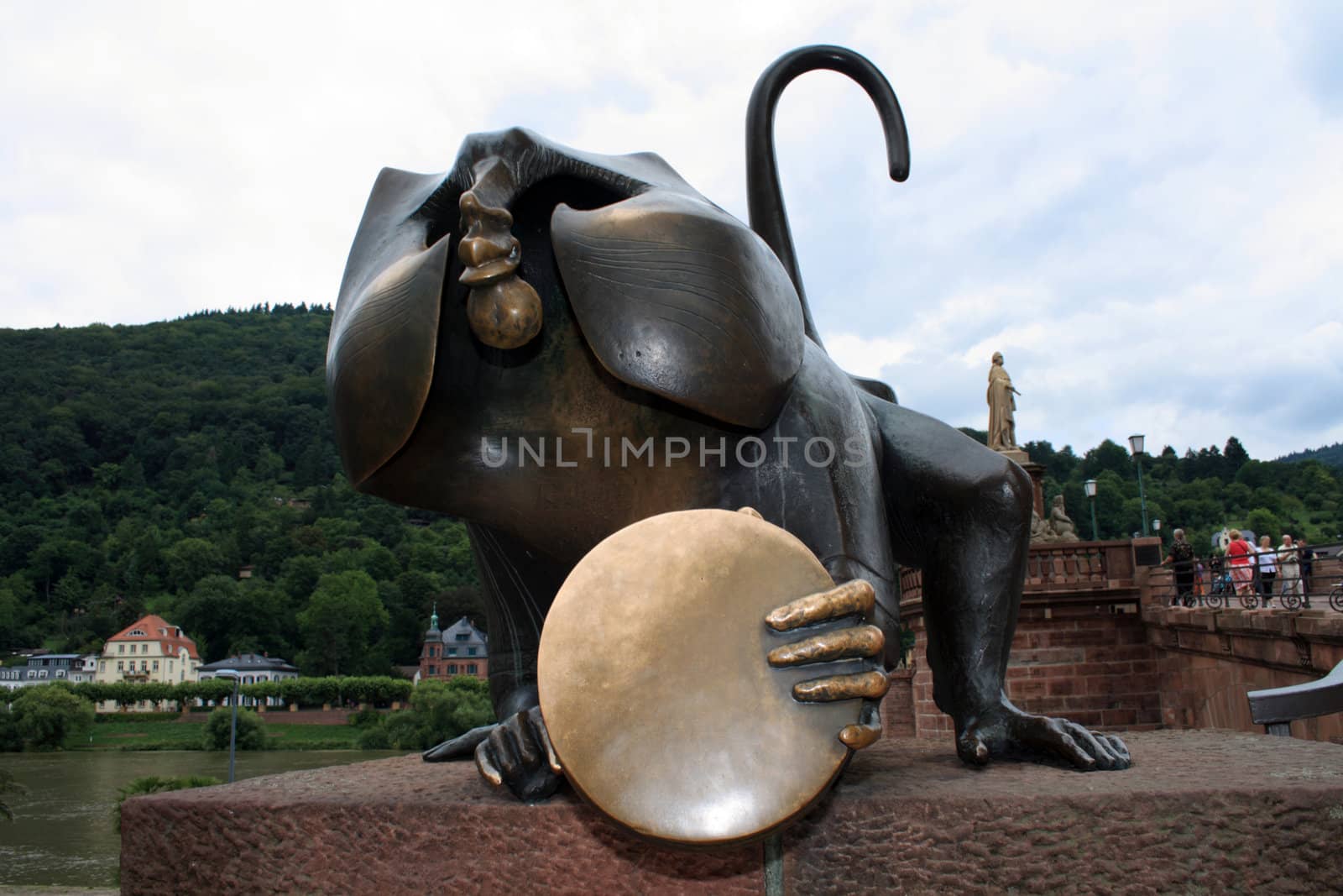 The Bruckenaffe, an ape sculpture placed in Heidelberg, Baden-Wurtemberg, Germany.