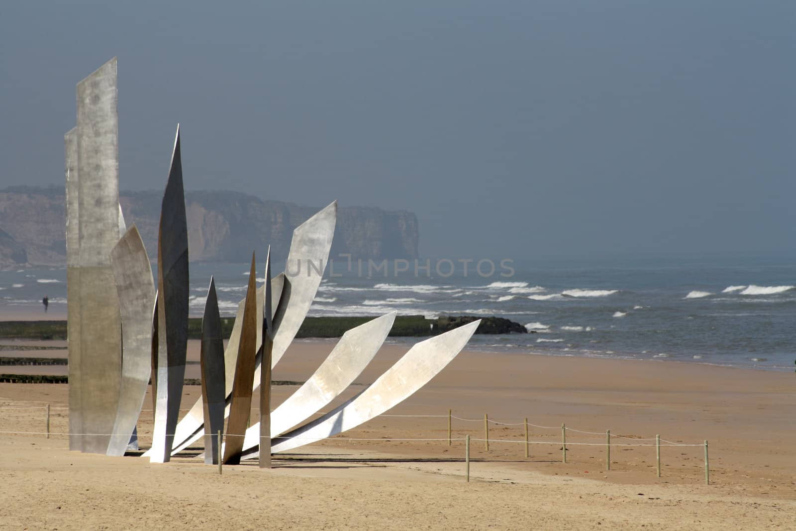 Les Braves Memorial at Omaha Beach near Saint-Laurent-sur-mer, Normandy, France.