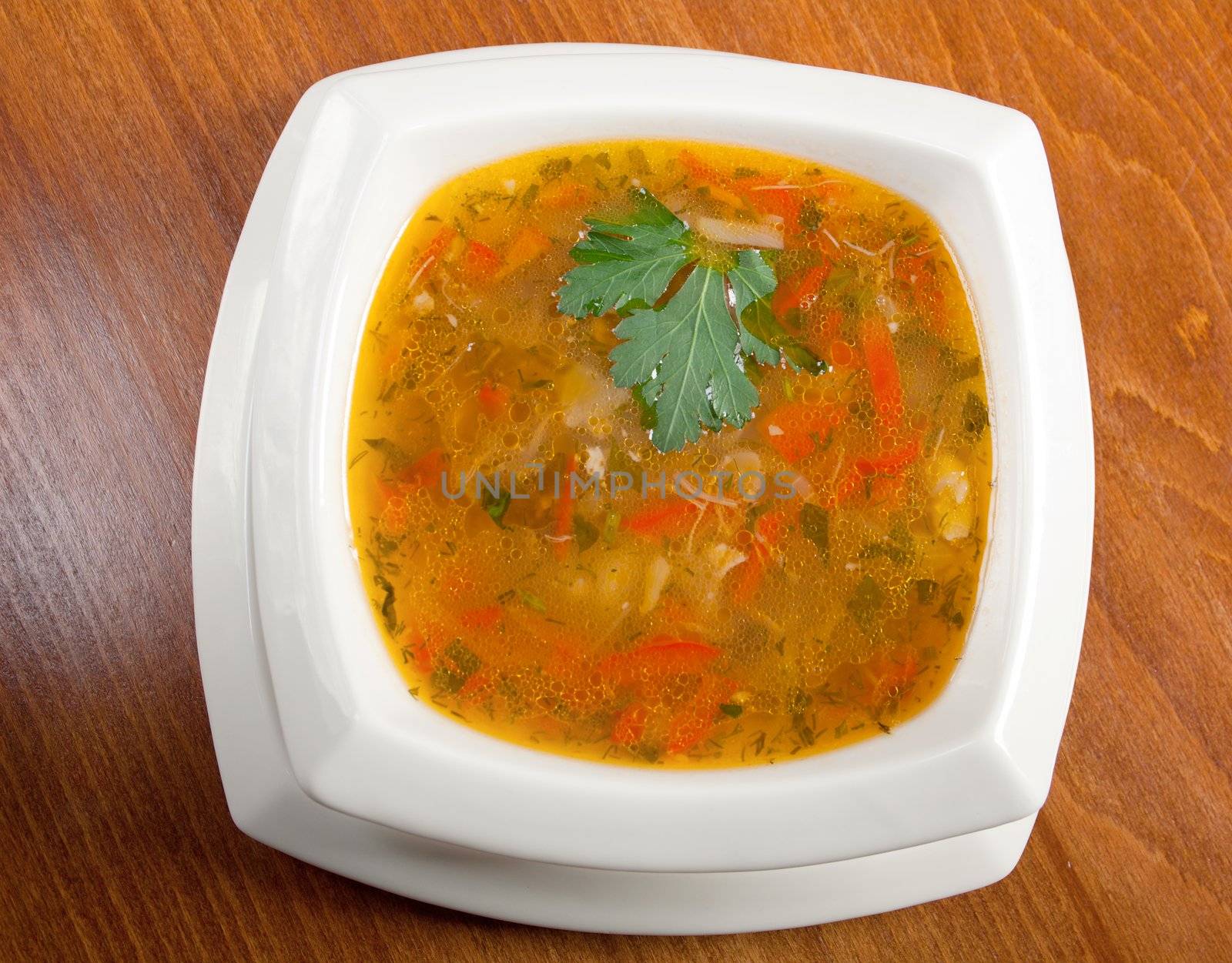Italian cuisine.Minestrone vegetable soup