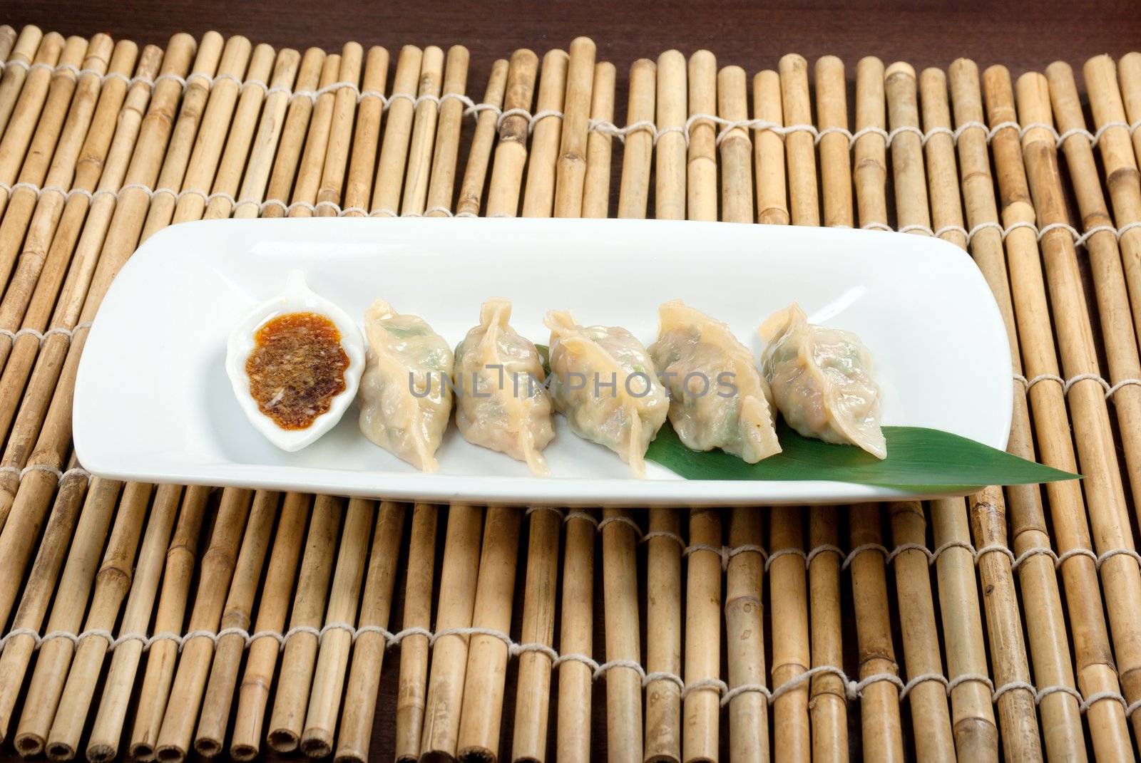 Dim-sum call Gyoza, asian tradition food.Fried Dumplings Chinese Style 