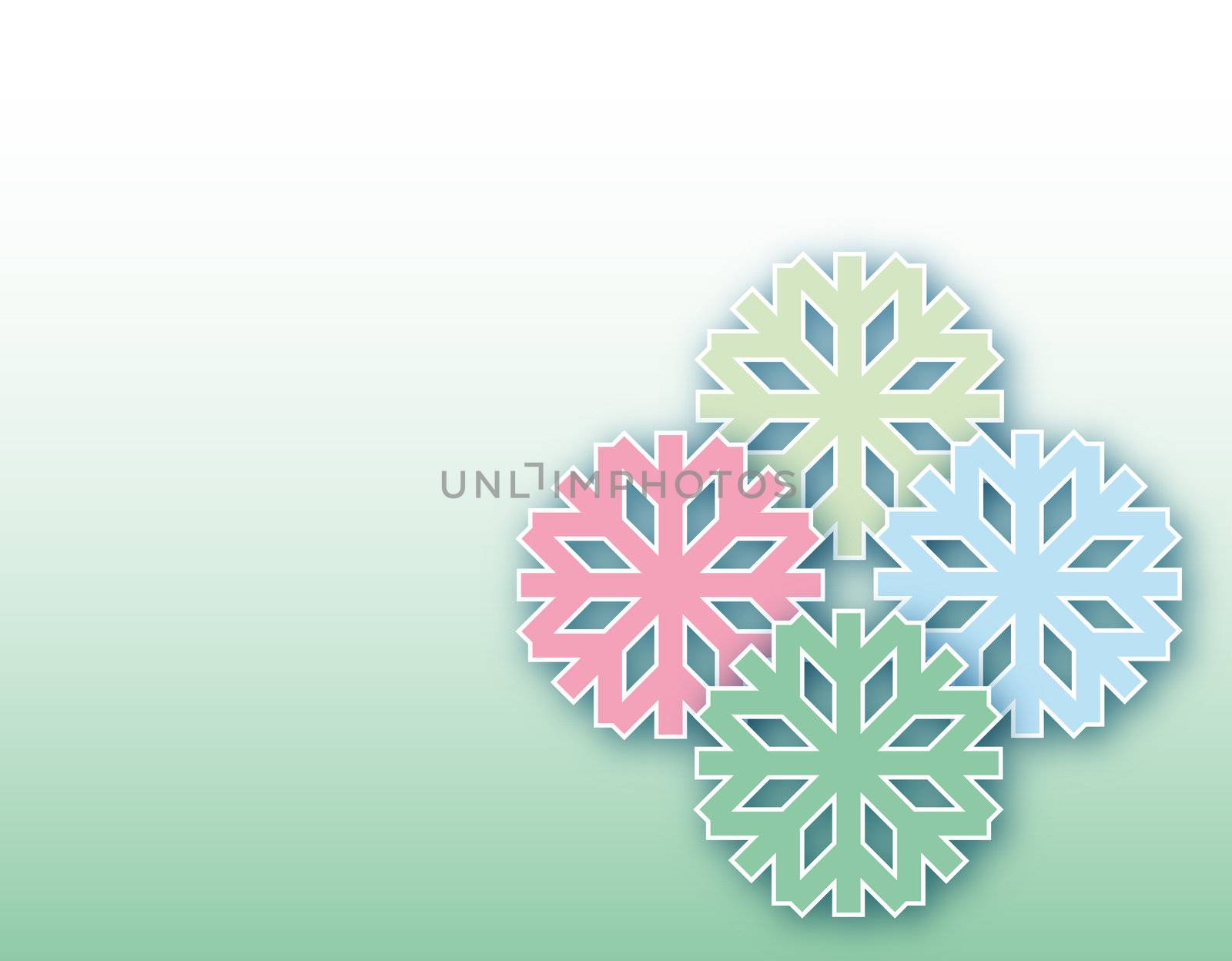 winter background with snowflakes pastel colors with free space for text