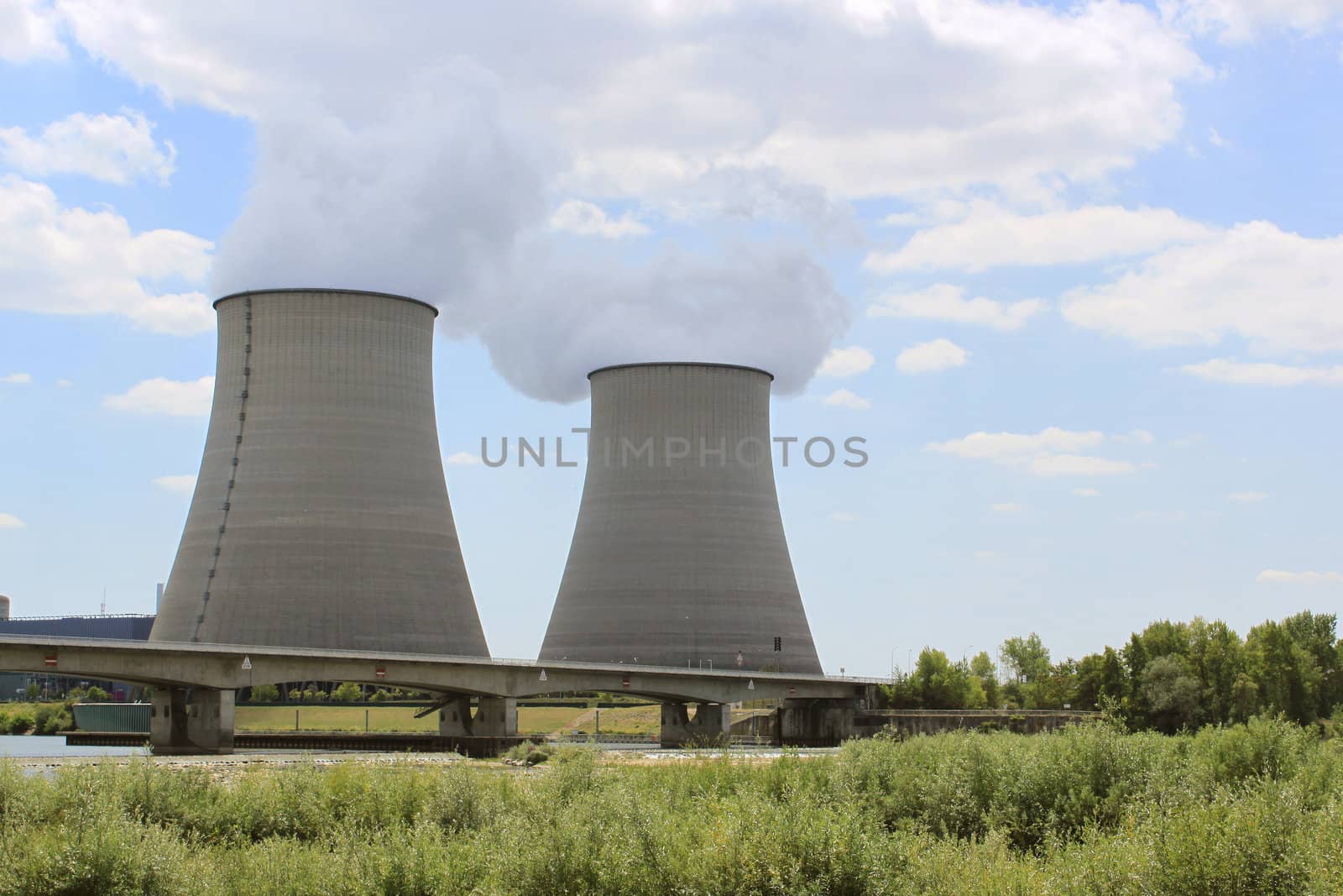 nuclear power plant in operation for production of electrical energy