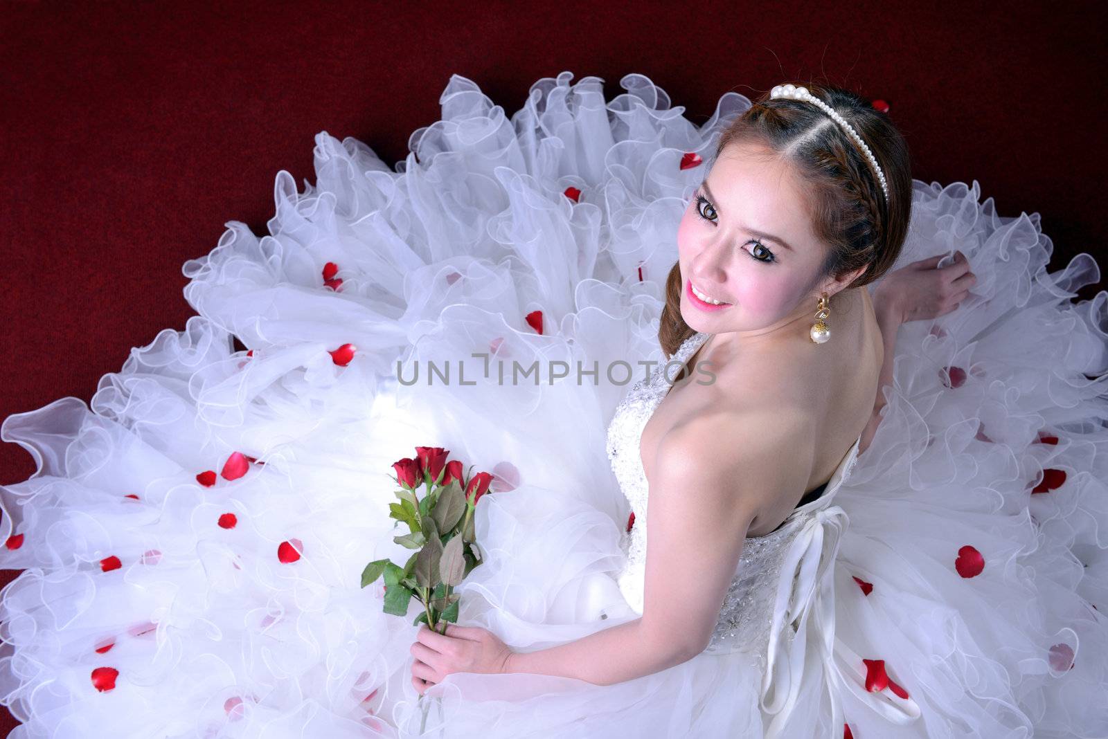 portrait of beautiful bride is smiling