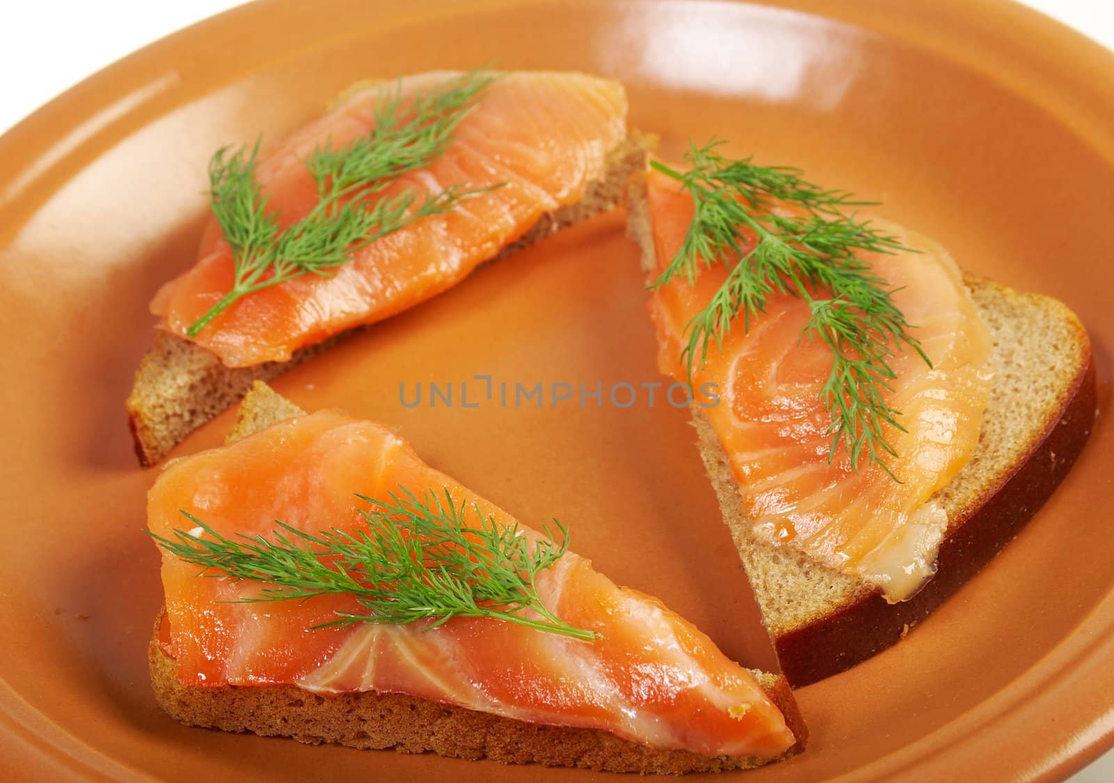    Canapes with smoked salmon  close up 
