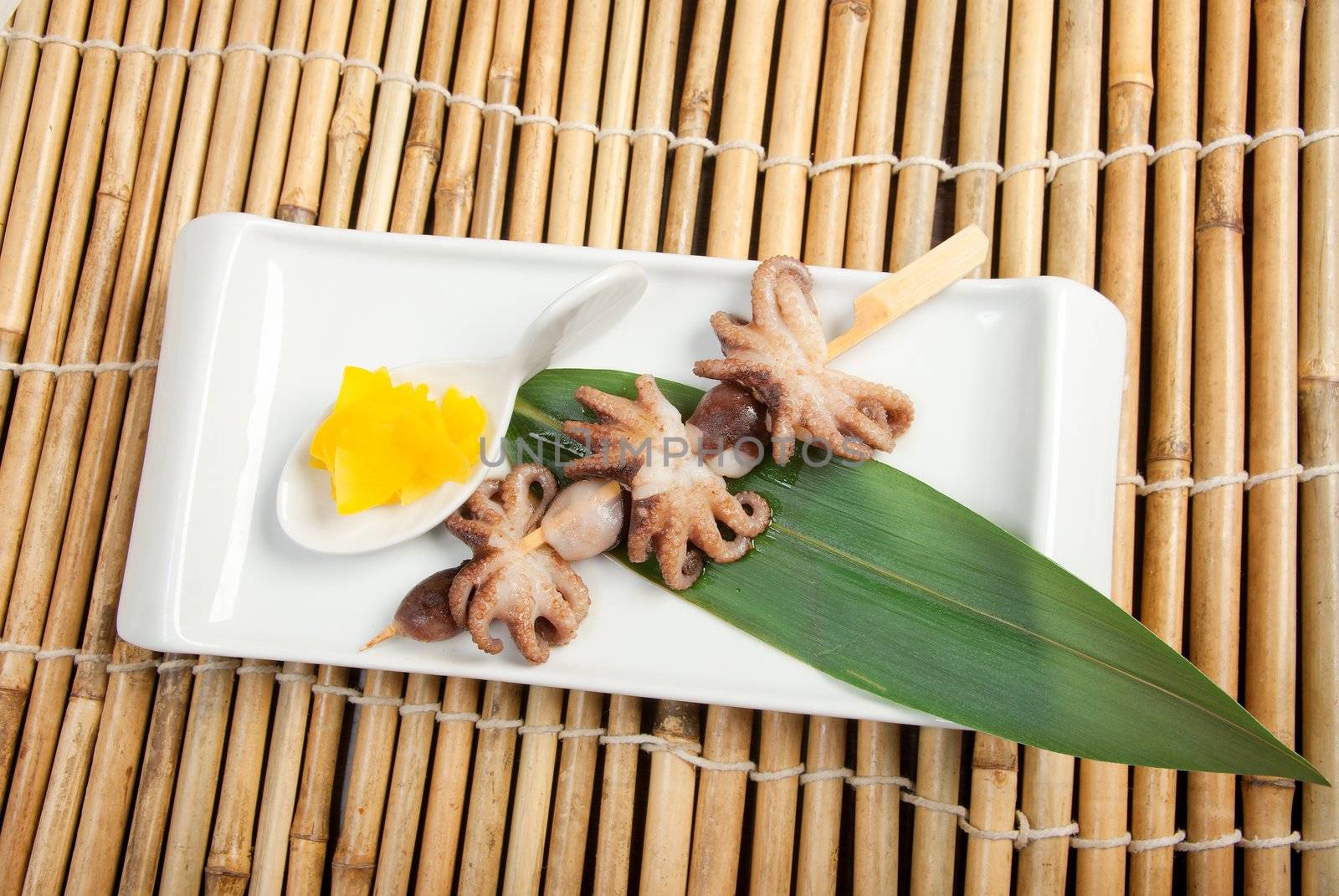 Japanese  octopus skewered.Japanese Cuisine - Kebab