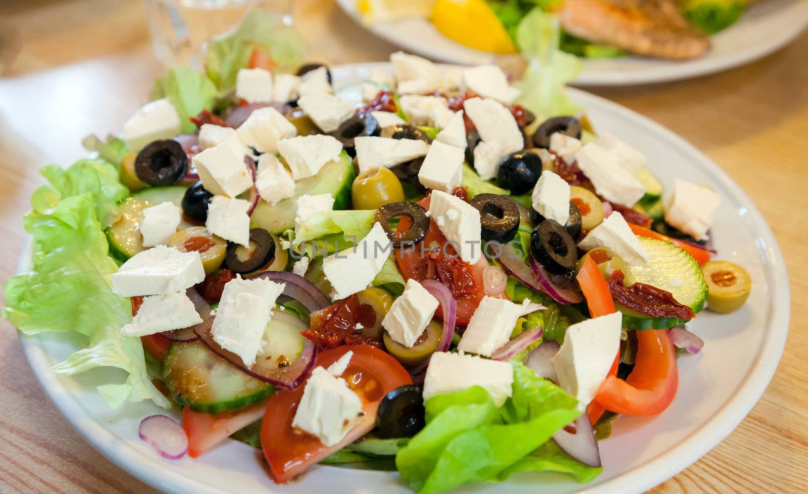 Greek Salad with healthy vegetable and olive oil