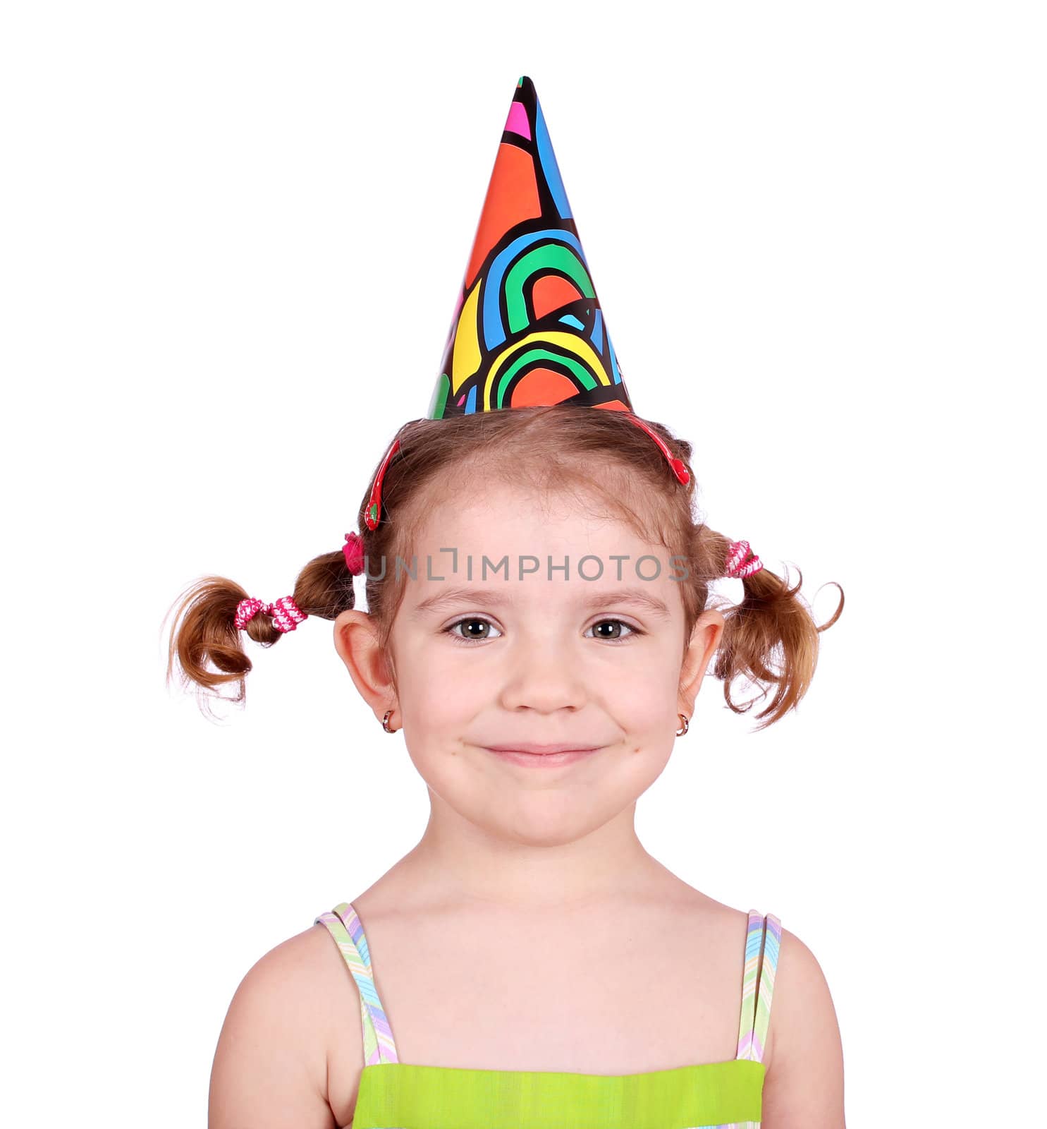 little girl with birthday hat by goce