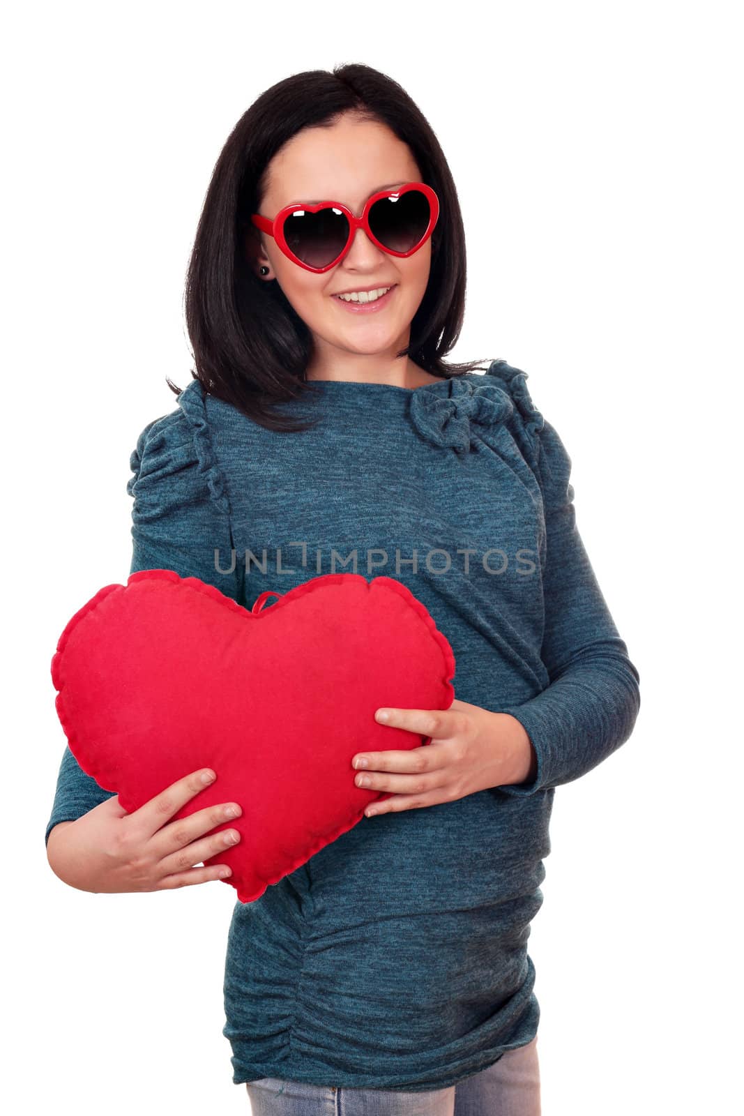 teenage girl with heart and sunglasses by goce