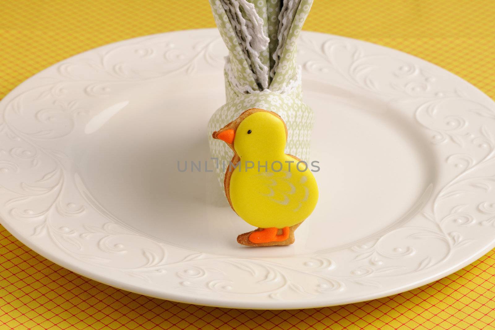 Easter homemade gingerbread cookie on table