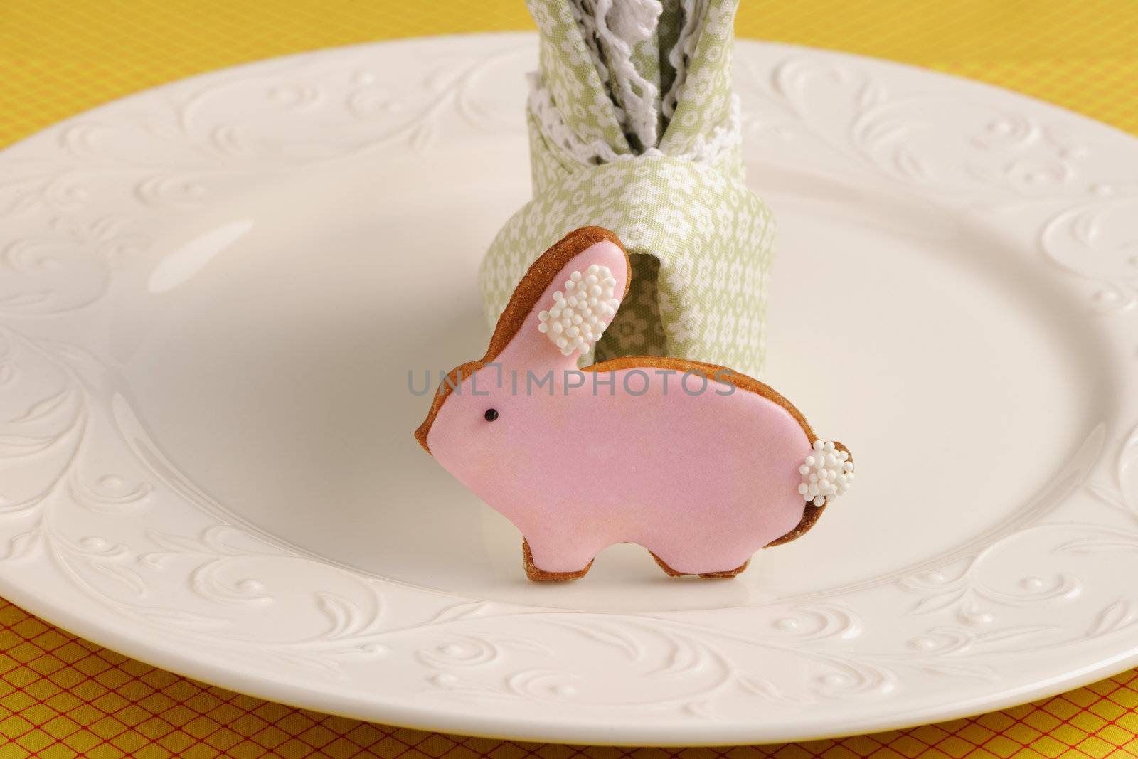 Easter homemade gingerbread cookie on table