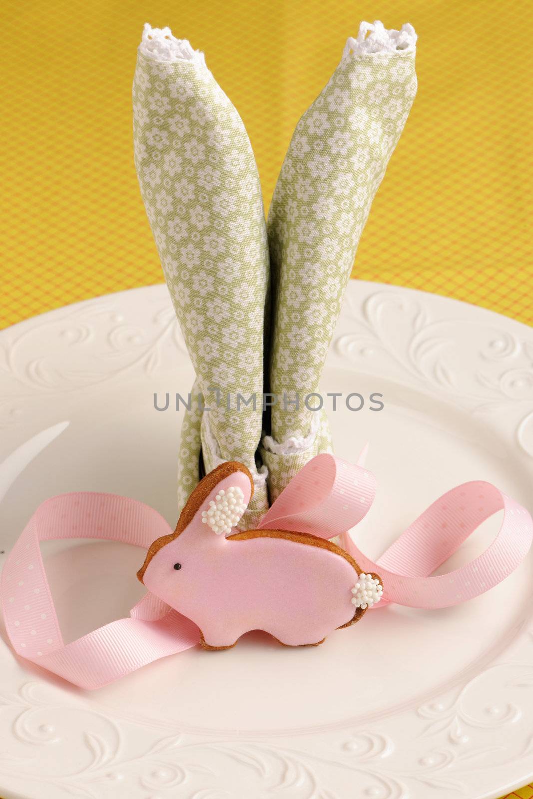 Easter homemade gingerbread cookie on table