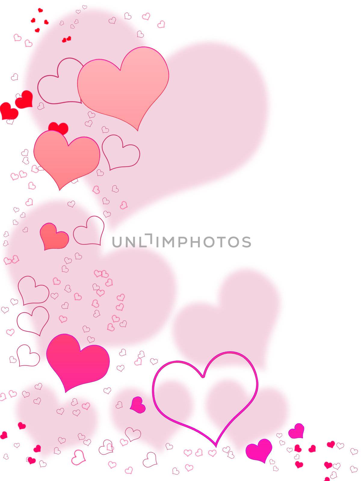 Valentines day background for your designs in white with pink and red hearts
 