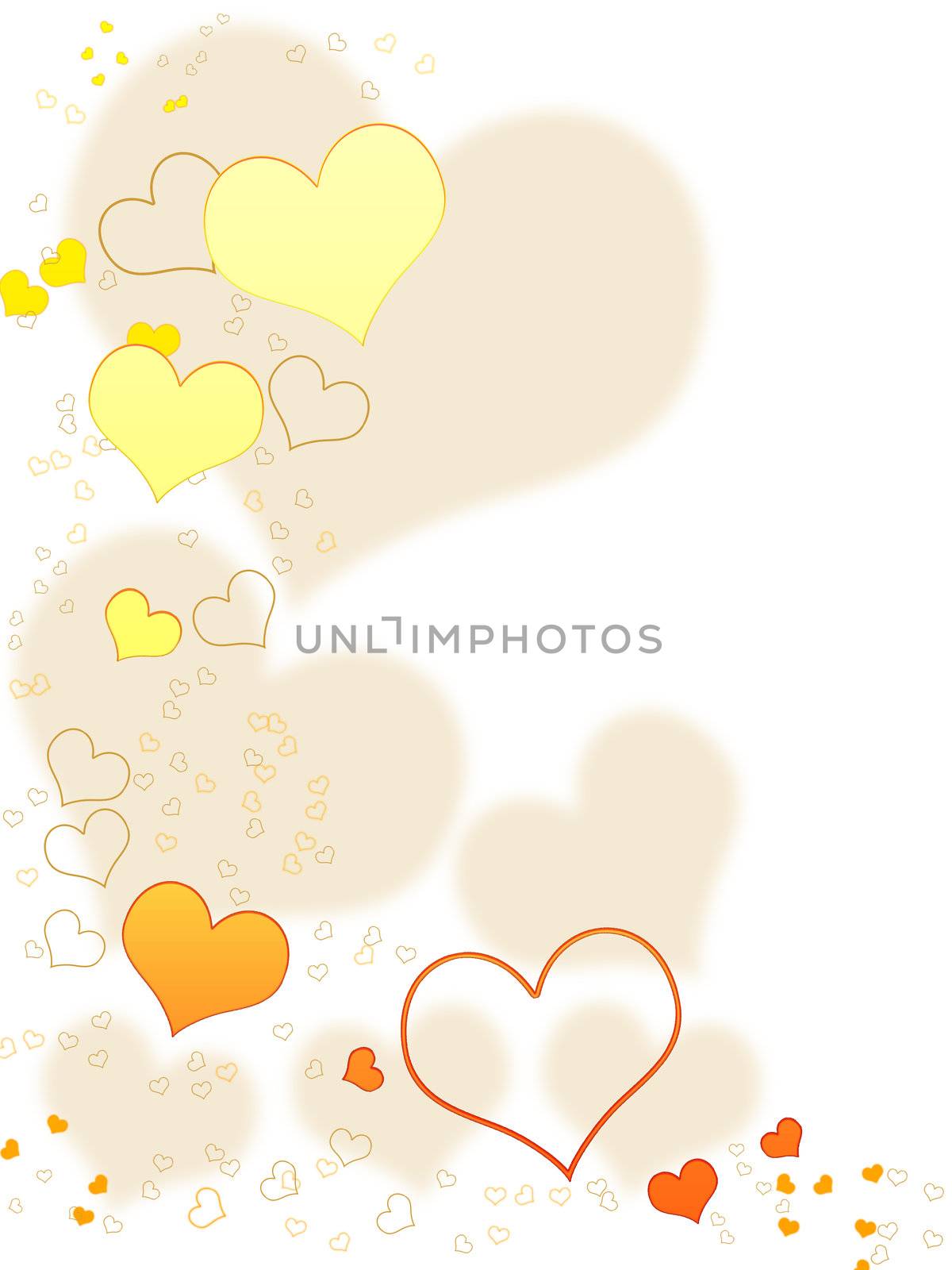 Valentines day background for your designs in white with golden hearts