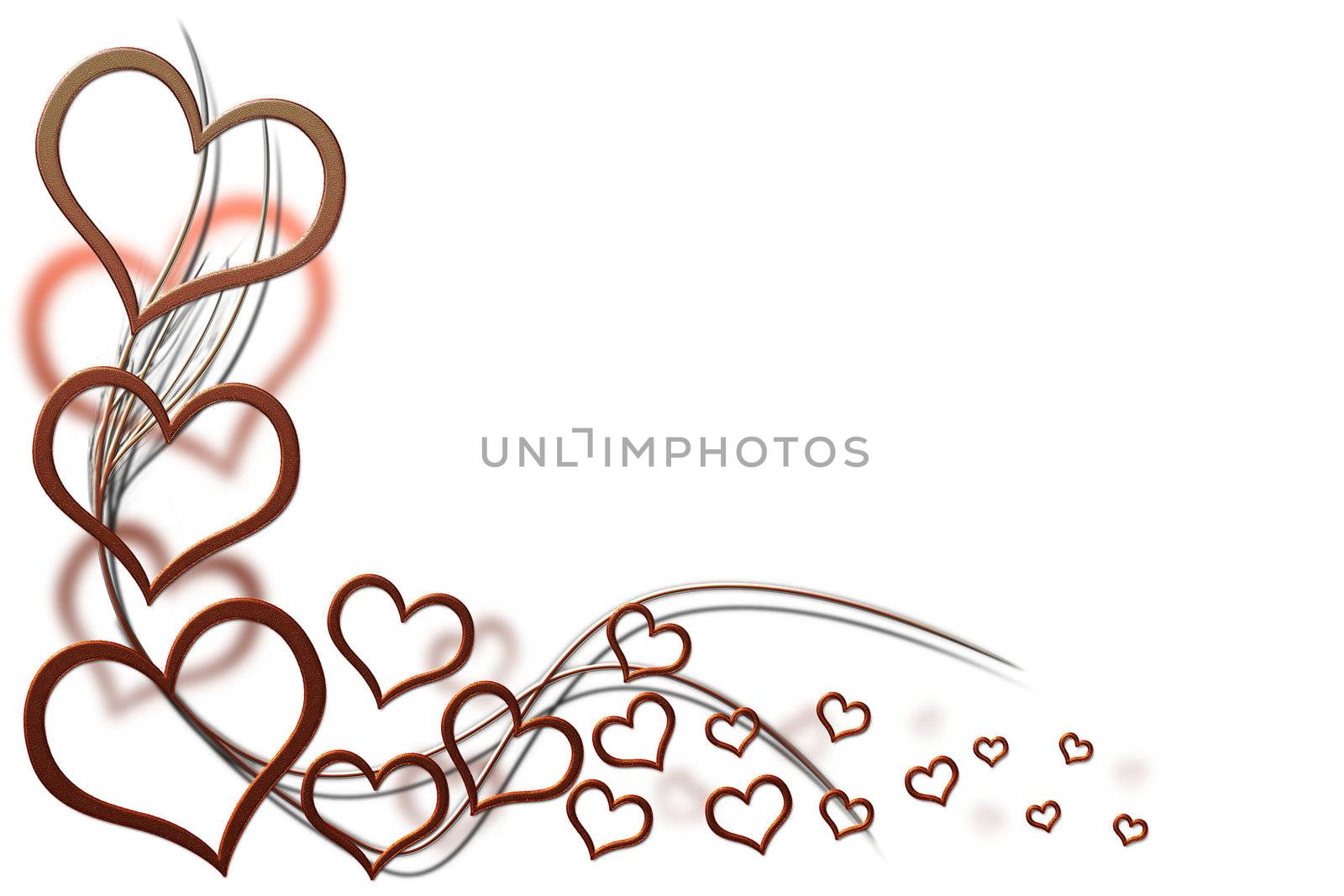 Valentines day background for your designs with red hearts and swirls
