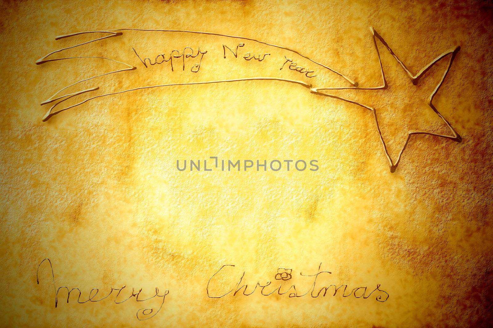 Christmas card, letter drawing grunge Bethlehem star by Carche