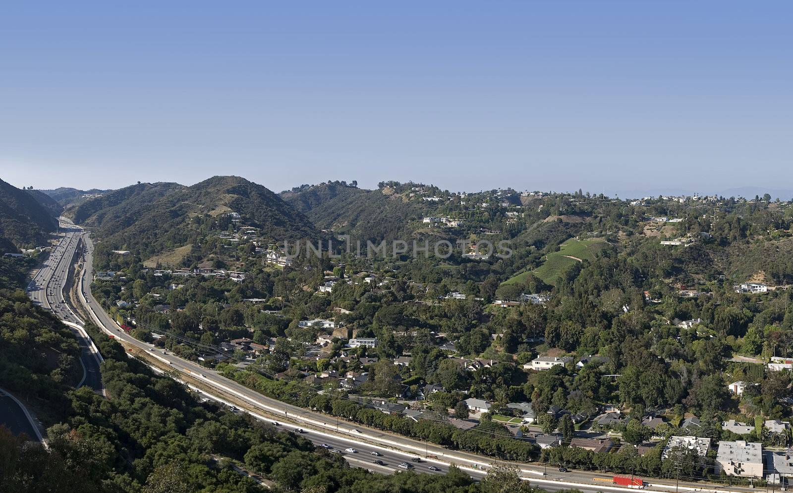 Los Angeles Skyline and Freeway by Eponaleah