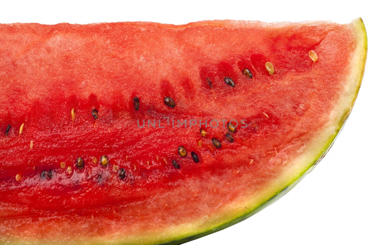 A slice of Watermelon over a white background.