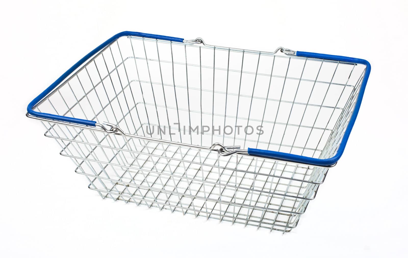 A shopping basket on a white background.