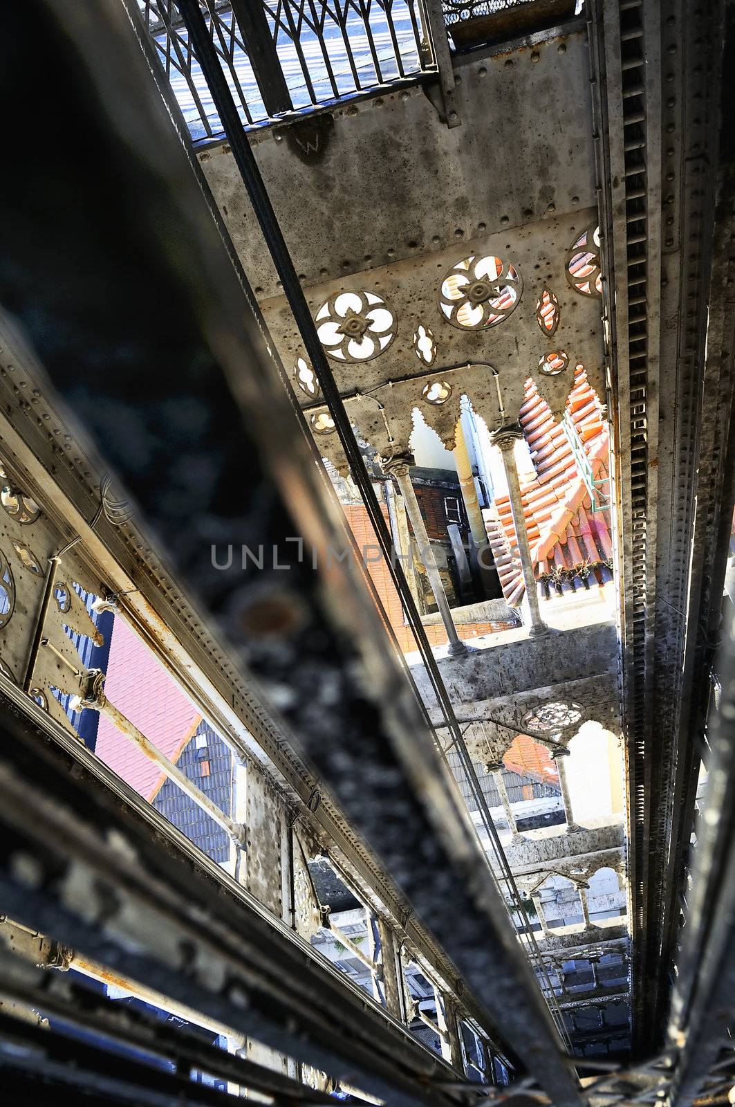 Famous santa justa elevator in lisbon, Baixa area, Portugal