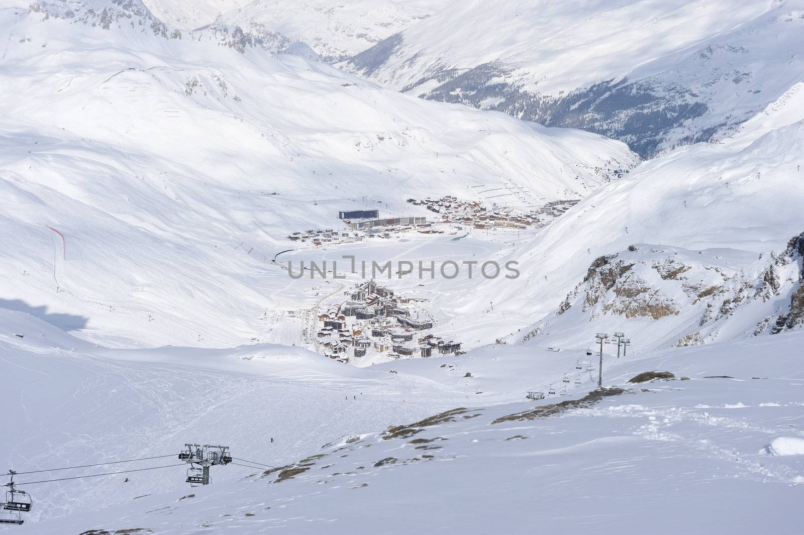 Mountains with snow in winter, Val-d'Isere, Alps, France