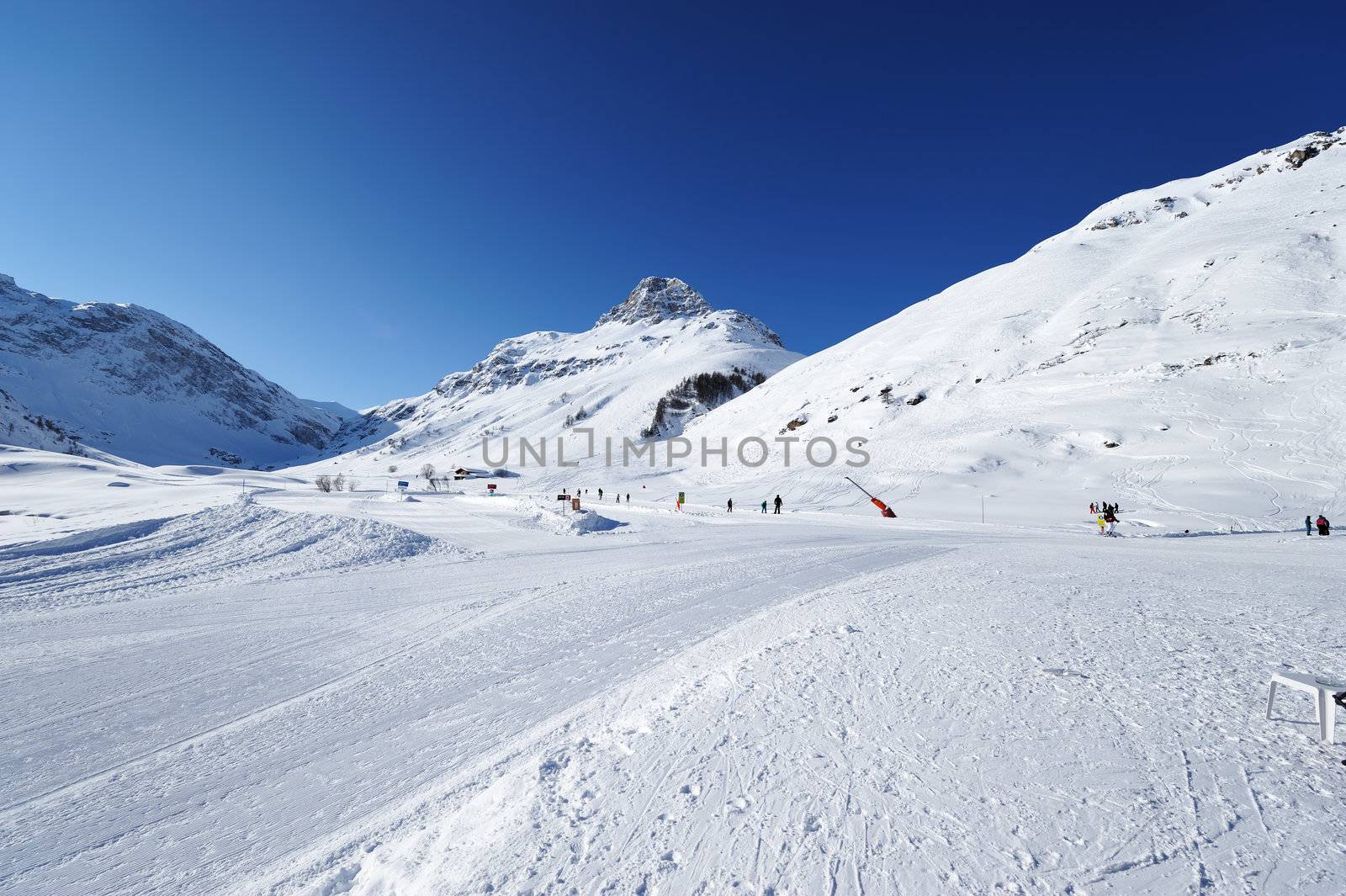 Mountains with snow in winter, Val-d'Isere, Alps, France