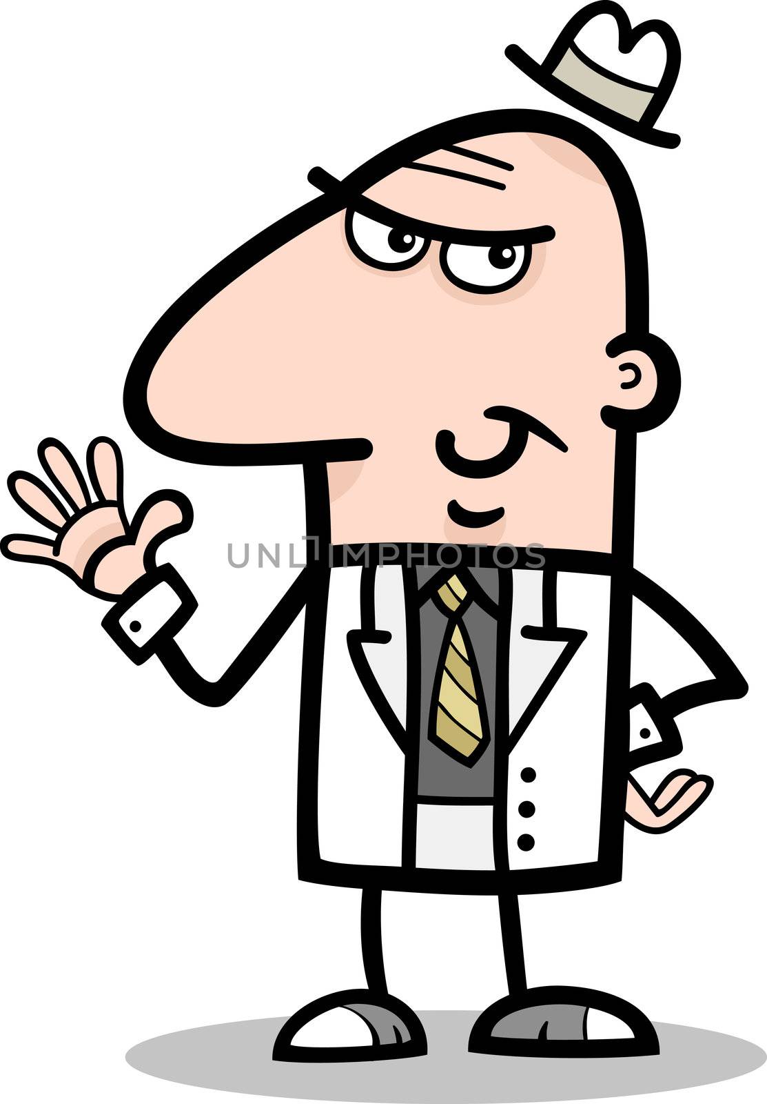 Cartoon Illustration of Man or Businessman in Suit