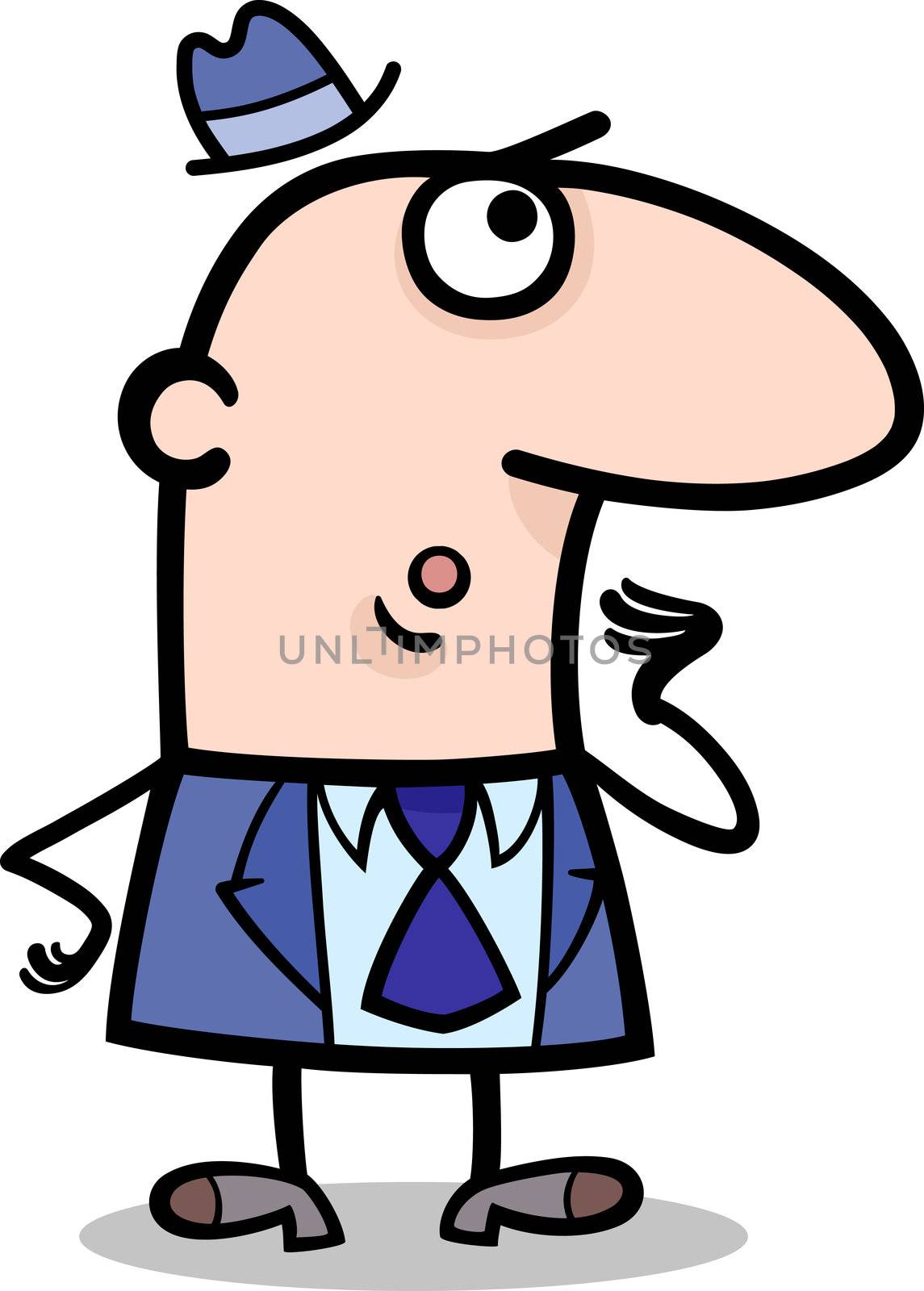 Cartoon Illustration of Surprised Man or Businessman in Suit