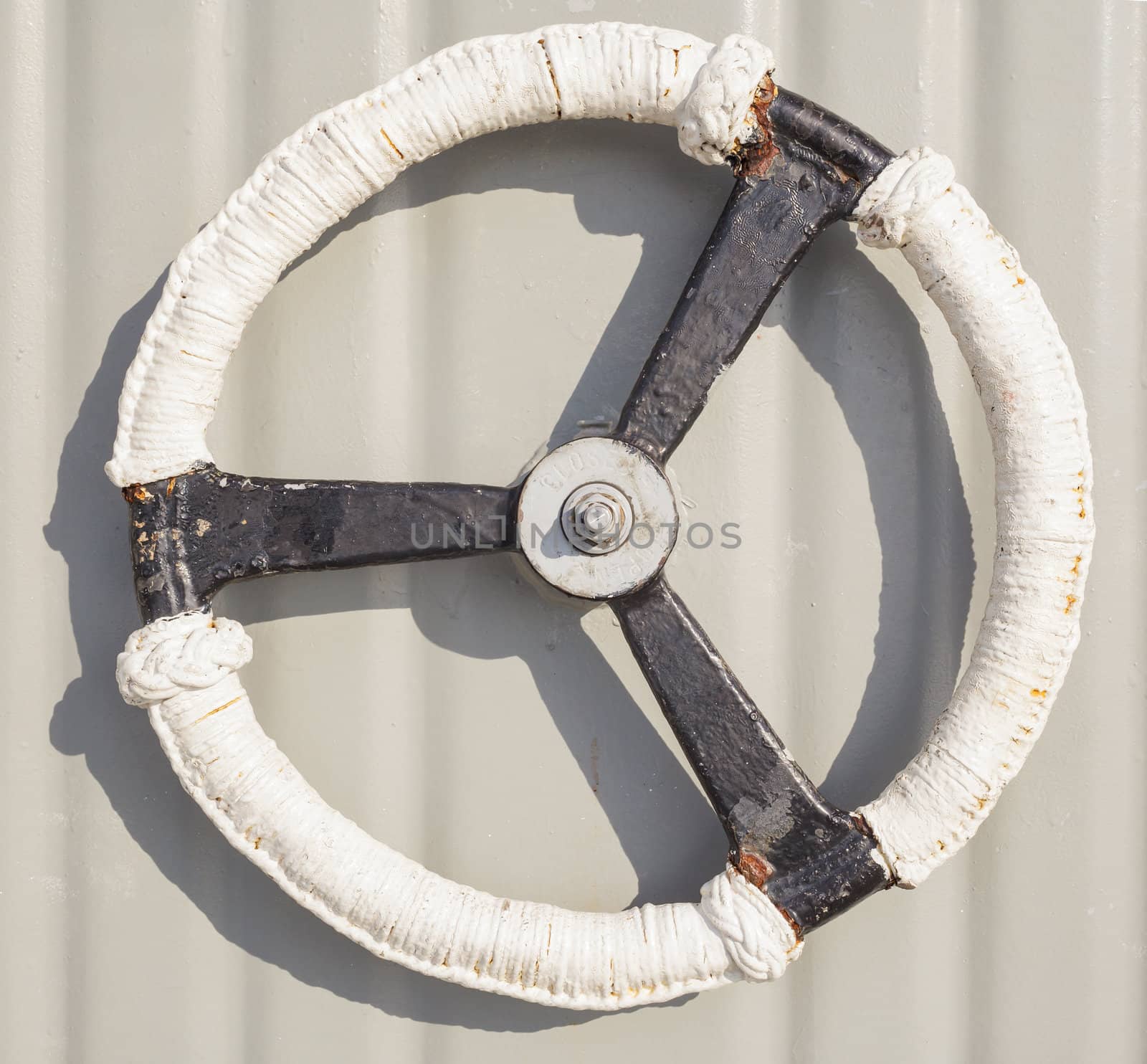 Handle of white ship door