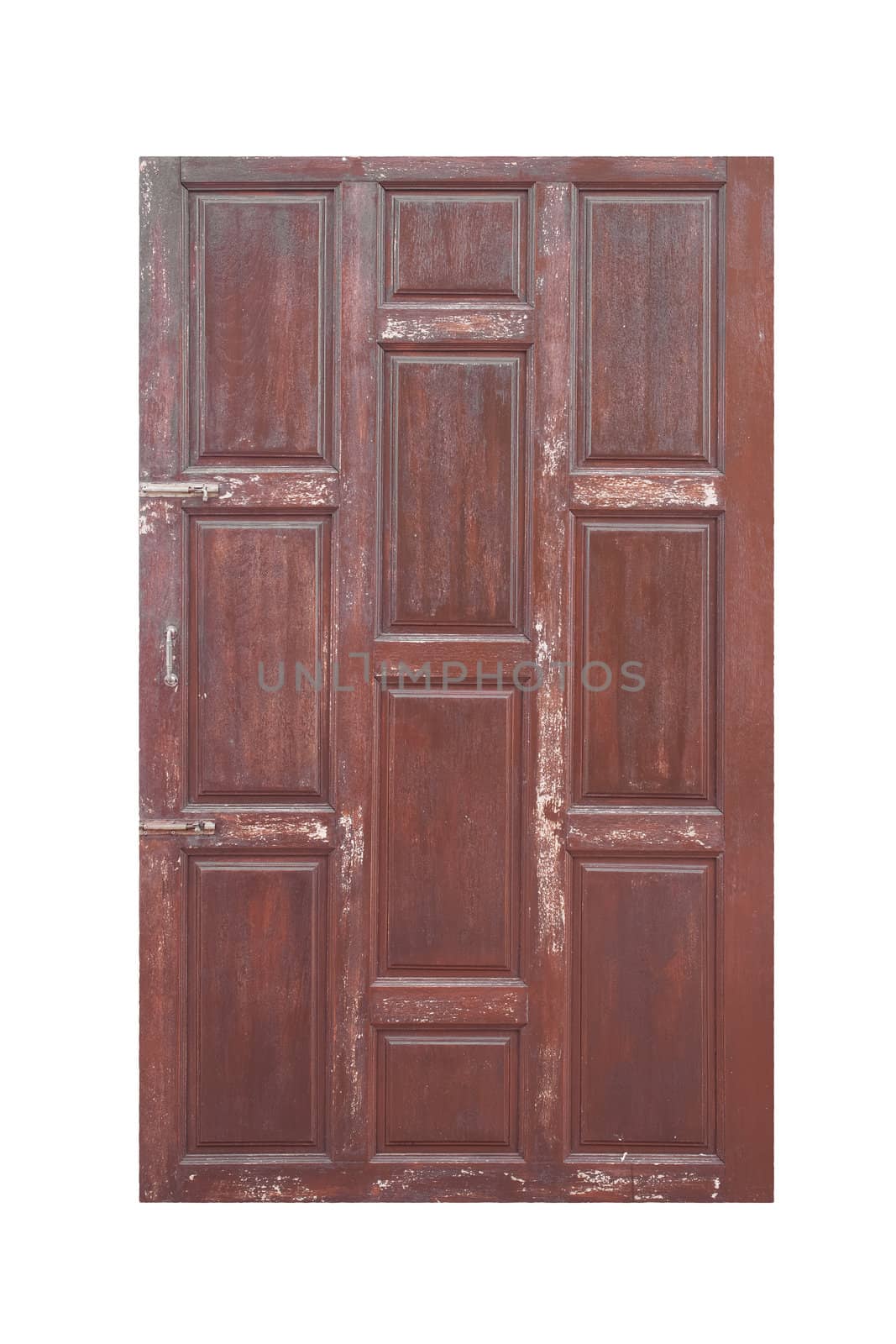wood door on white background