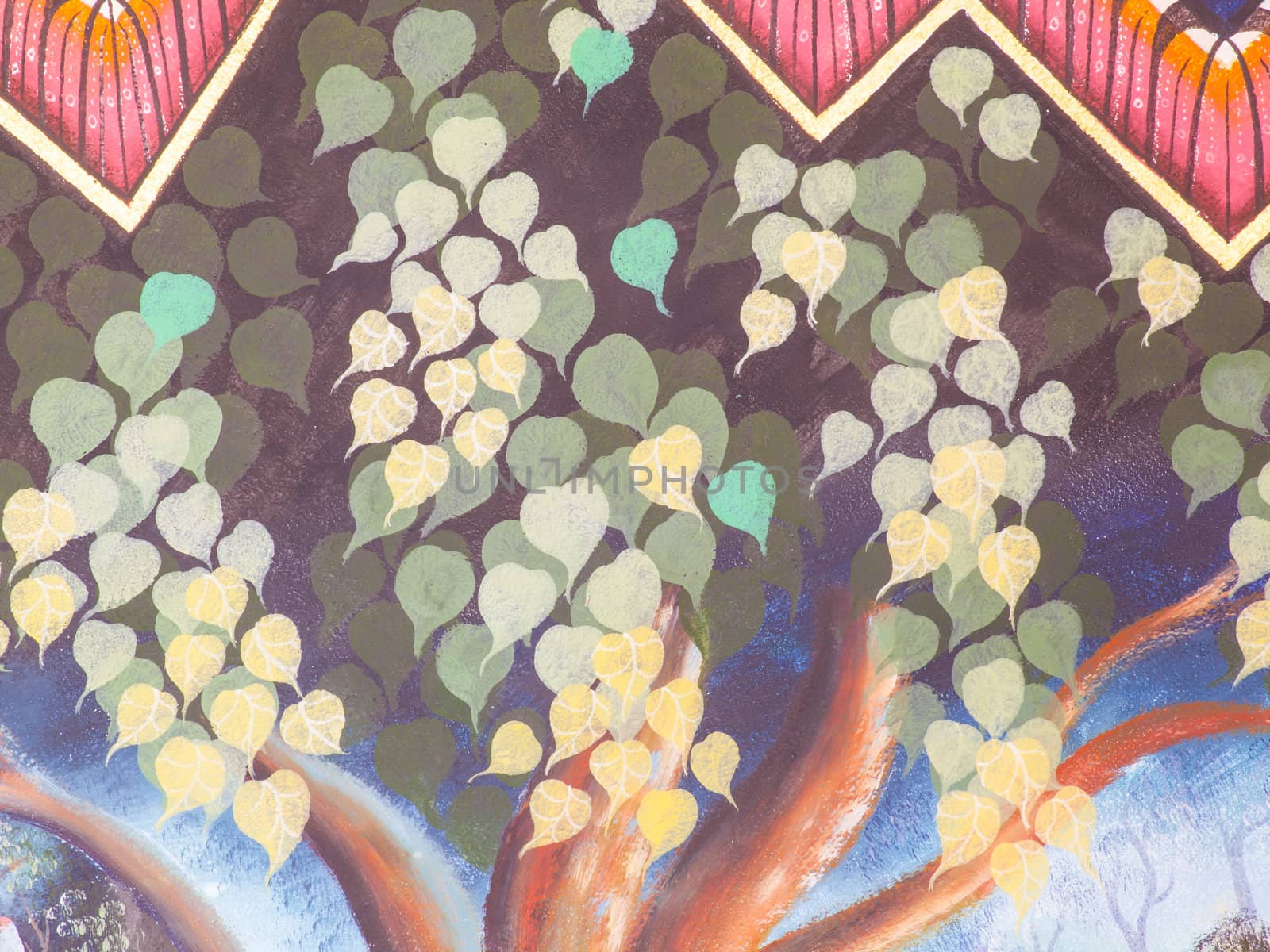 leaves color background on wall