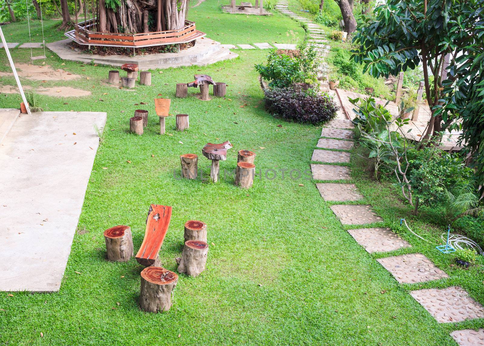dining table and chair in the garden