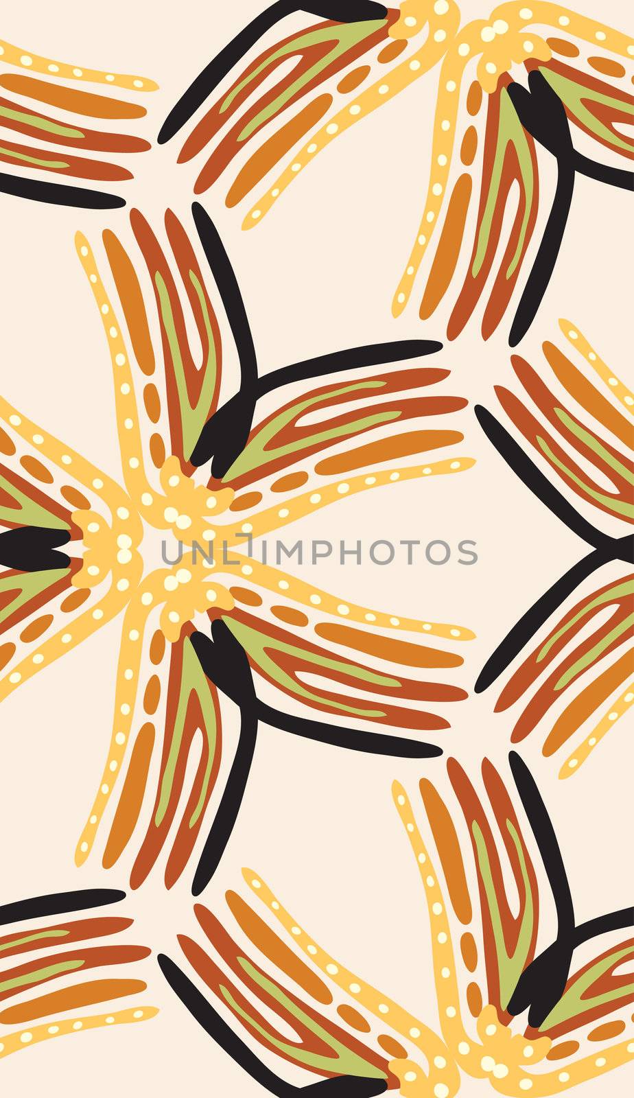 Brown and black pinwheel shapes in seamless background pattern