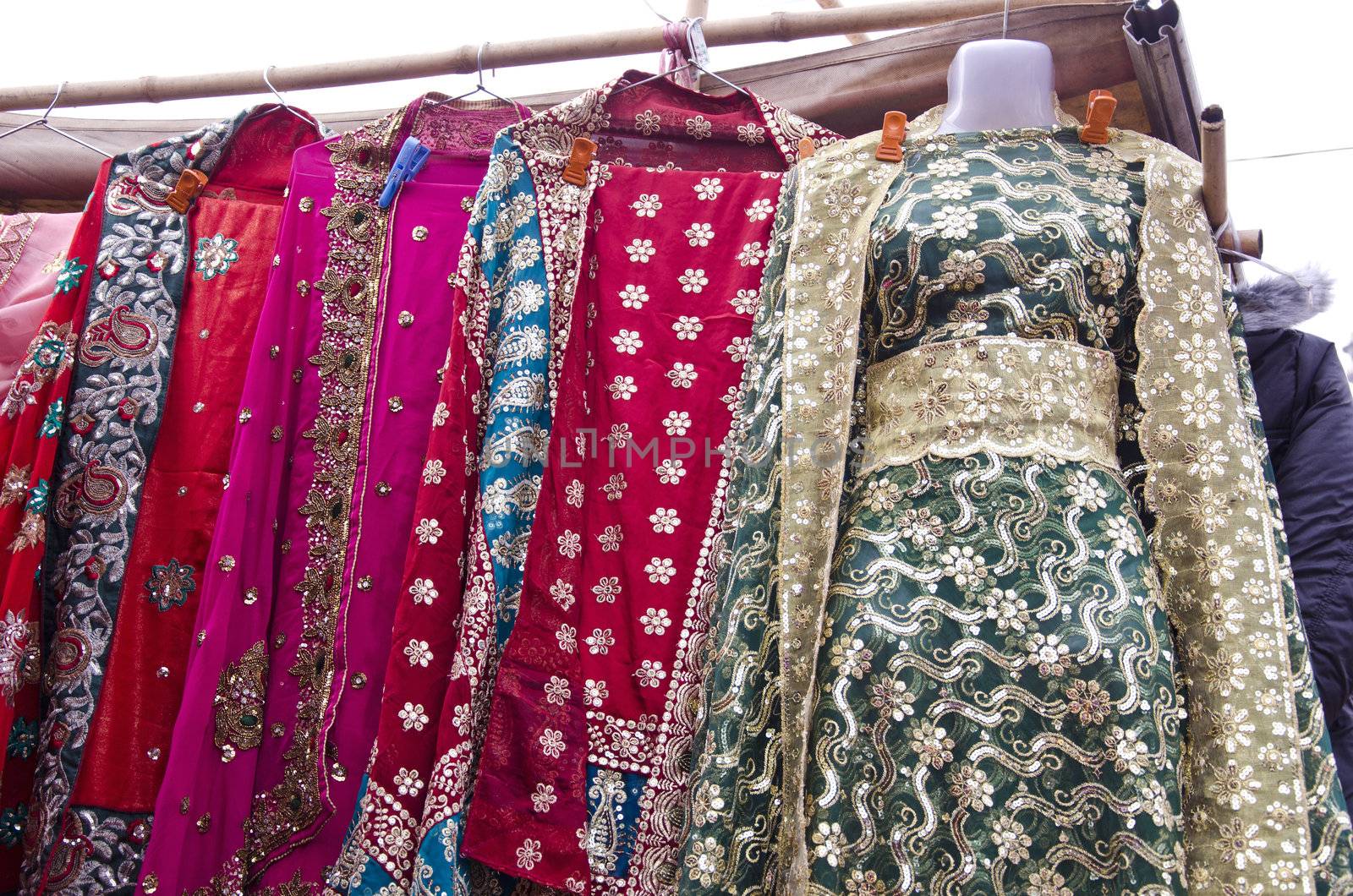  colorful and beautiful woman dress in Delhi market, India