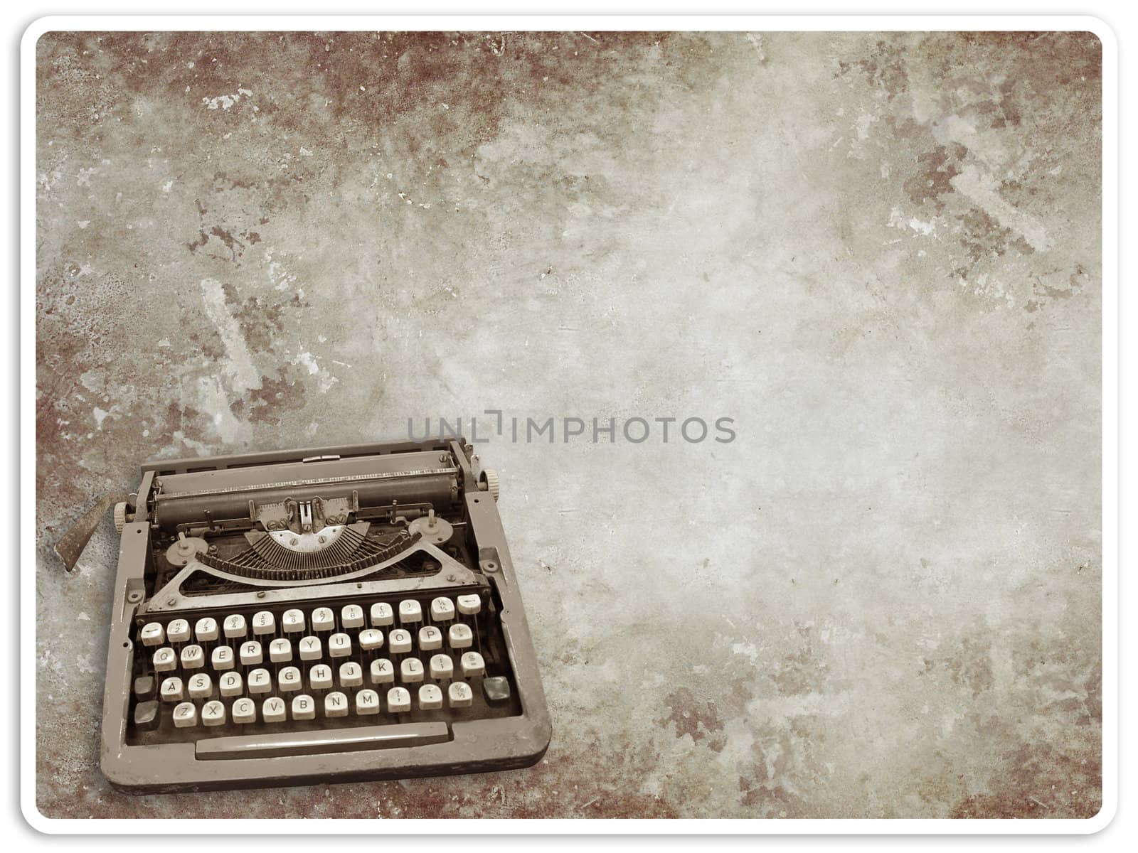 Vintage Typewriter on vintage postcard by tfjunction