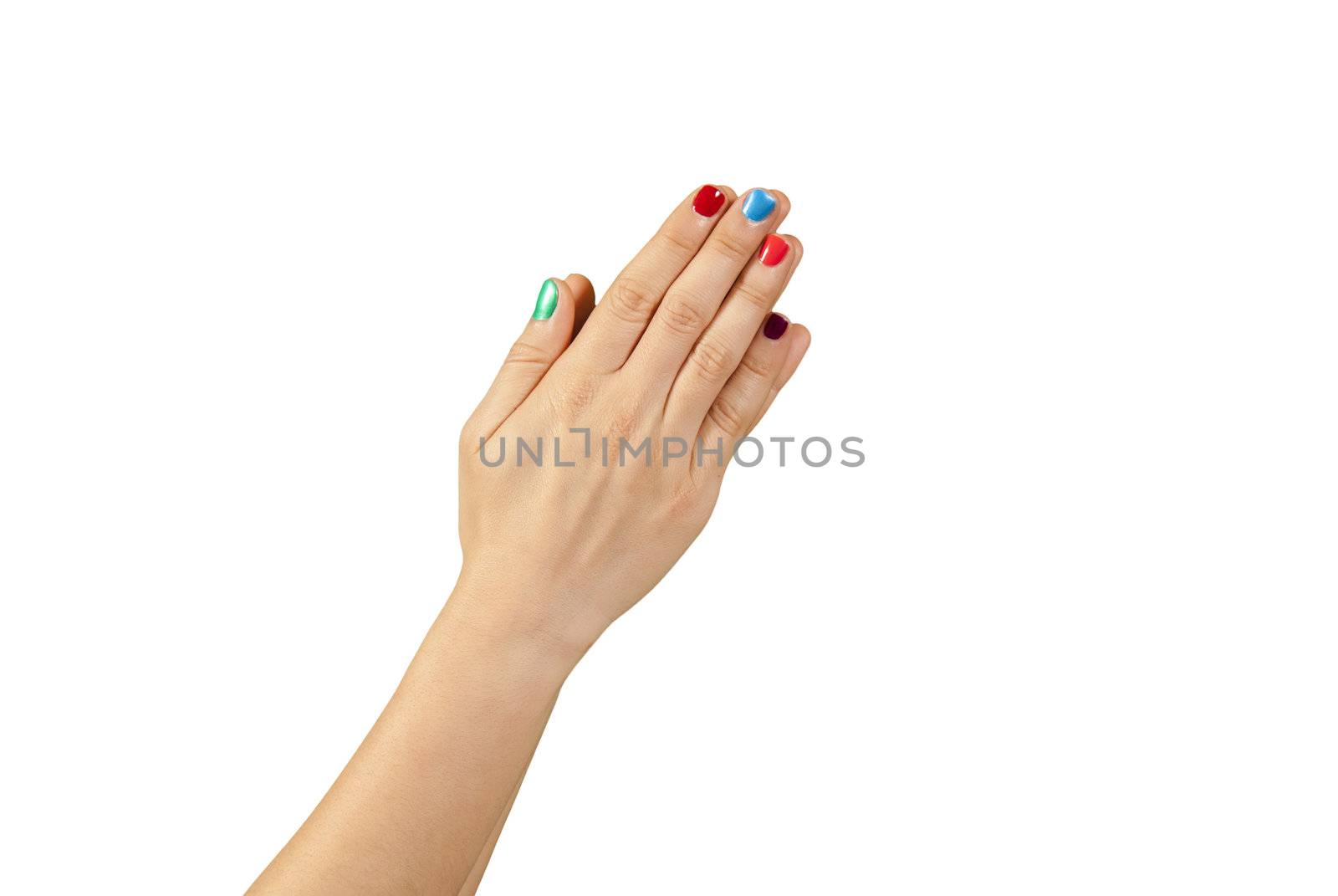 Beautiful woman hands with manicure isolated