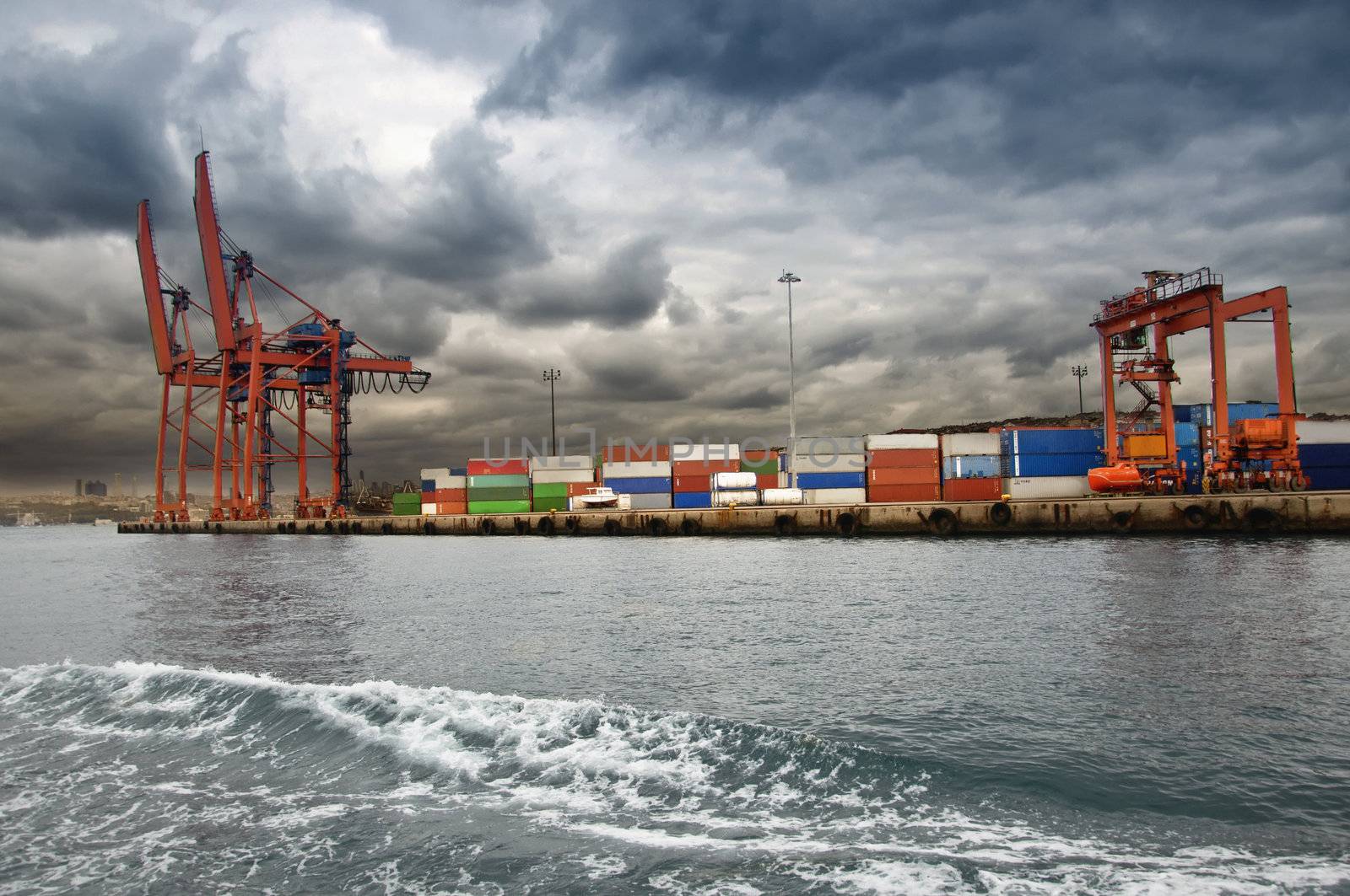 Dramatic view of harbor in Istanbul