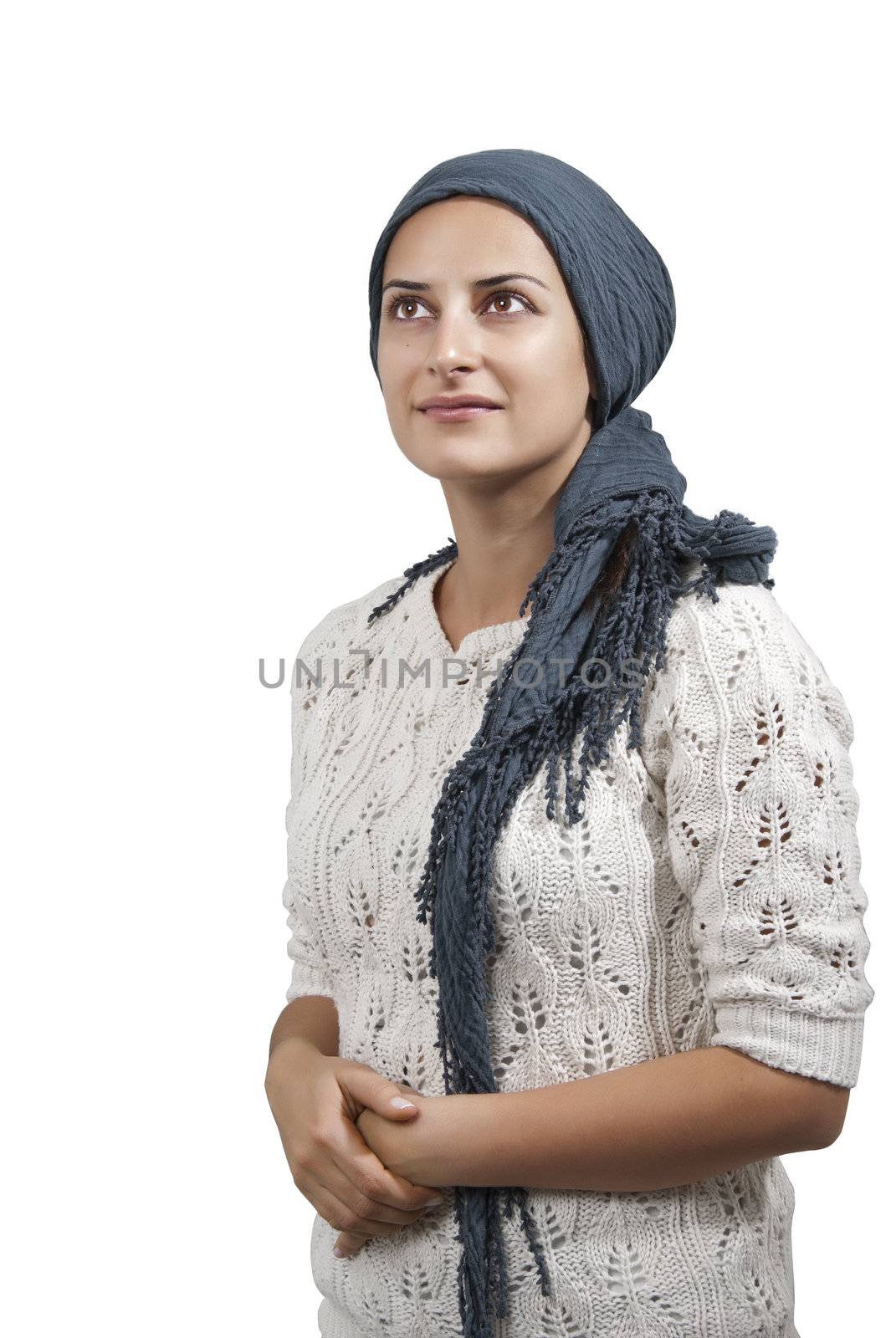 Female with Blue Veil Smile