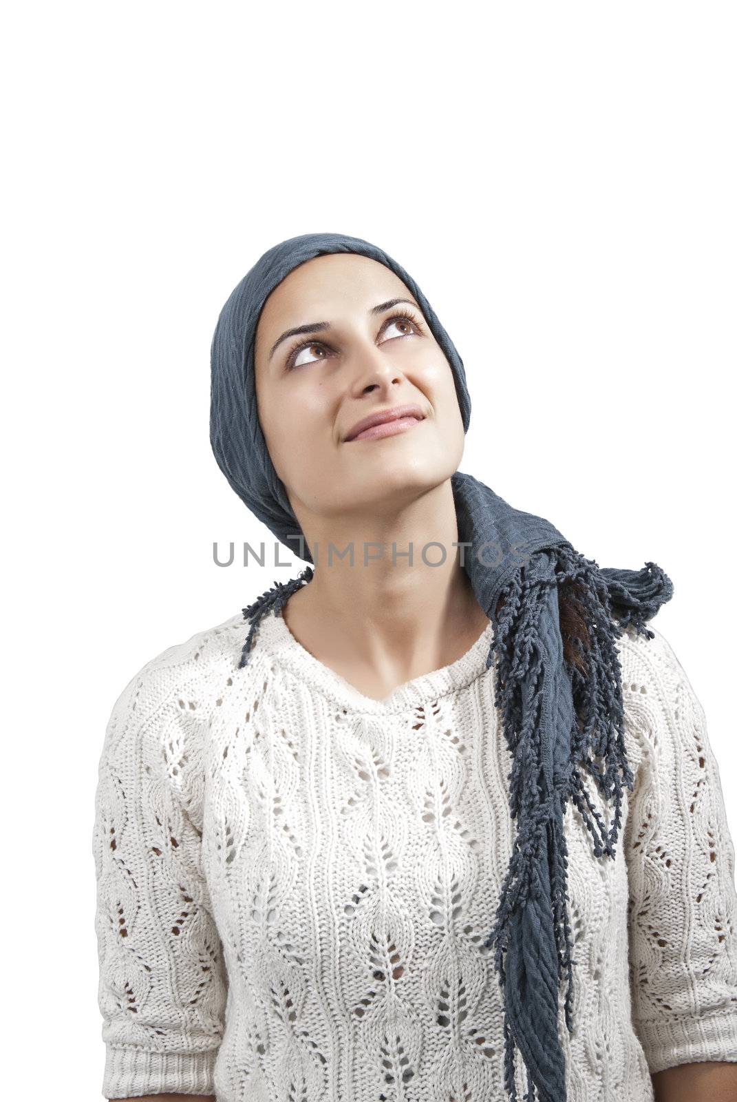 Female with Blue Veil Smile