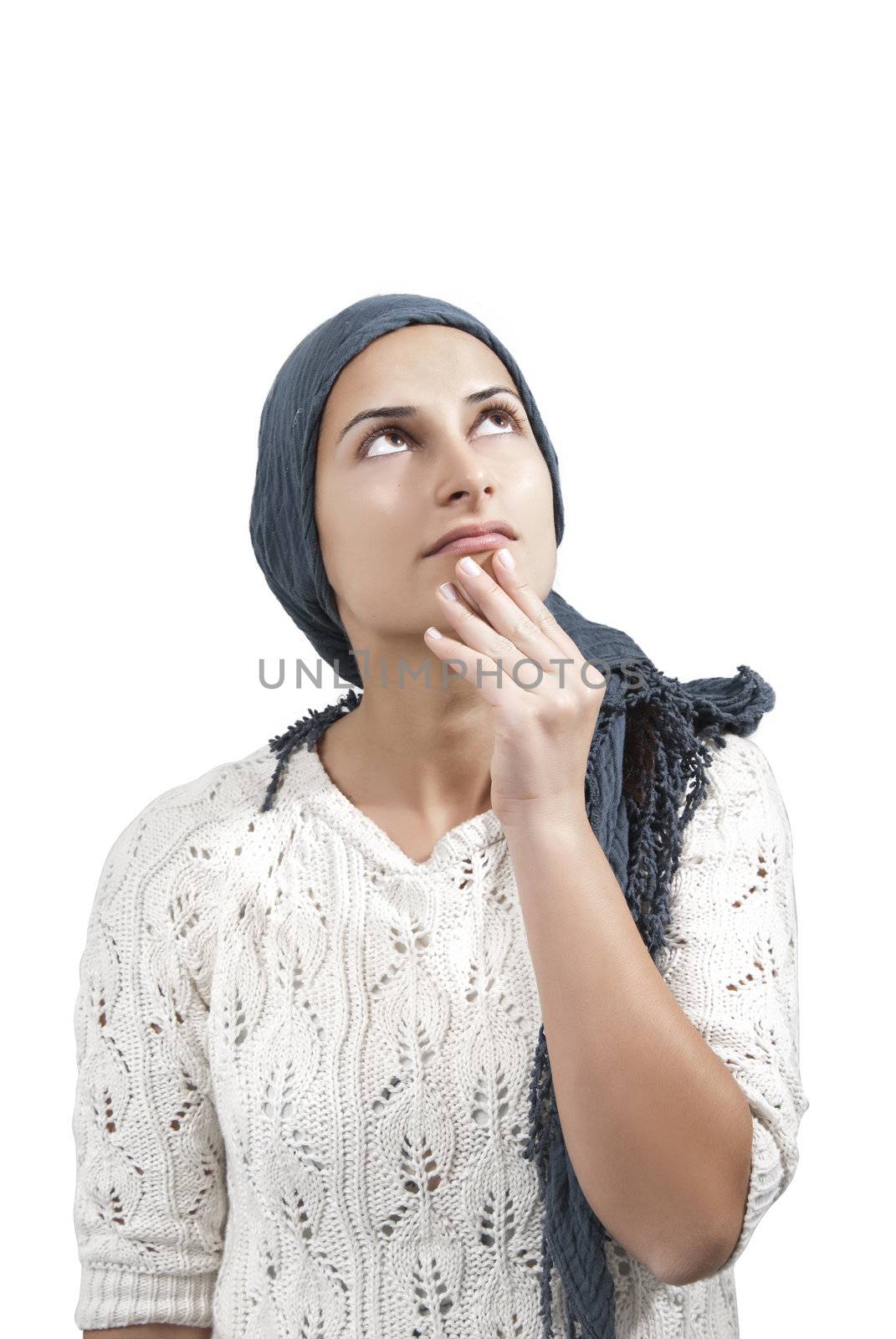 Female with Blue Veil Think