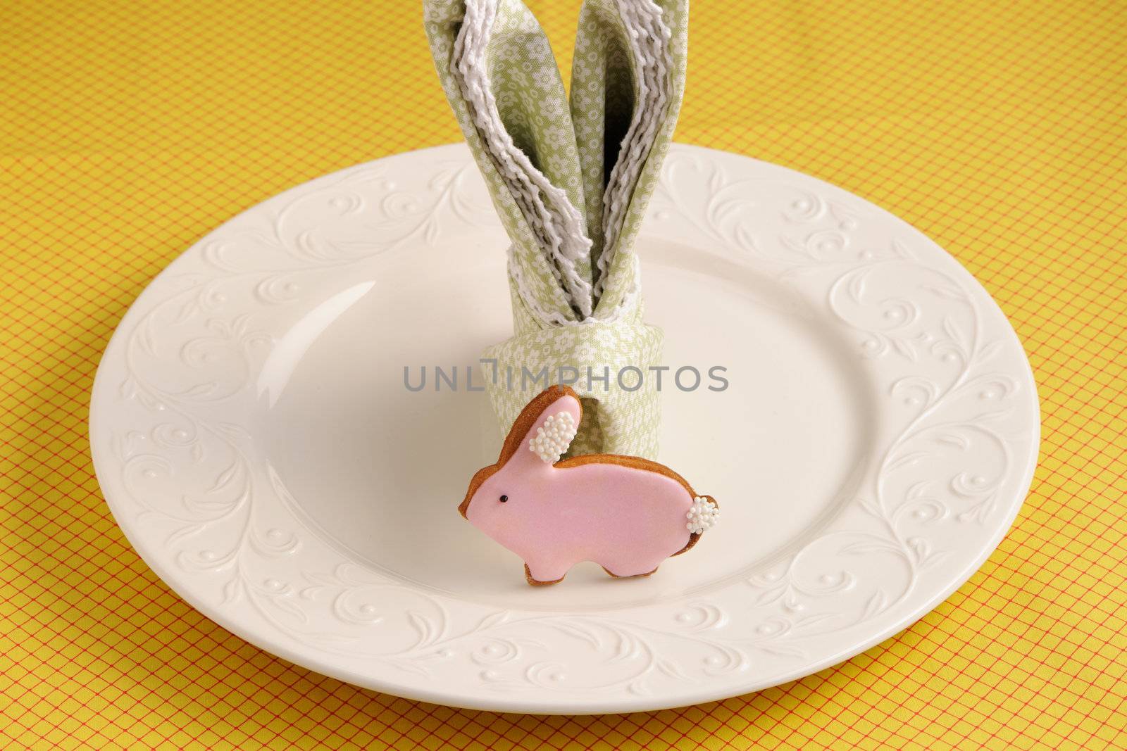 Easter homemade gingerbread cookie on table