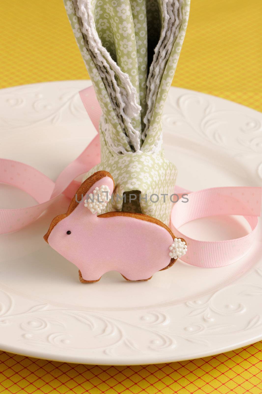 Easter homemade gingerbread cookie on table