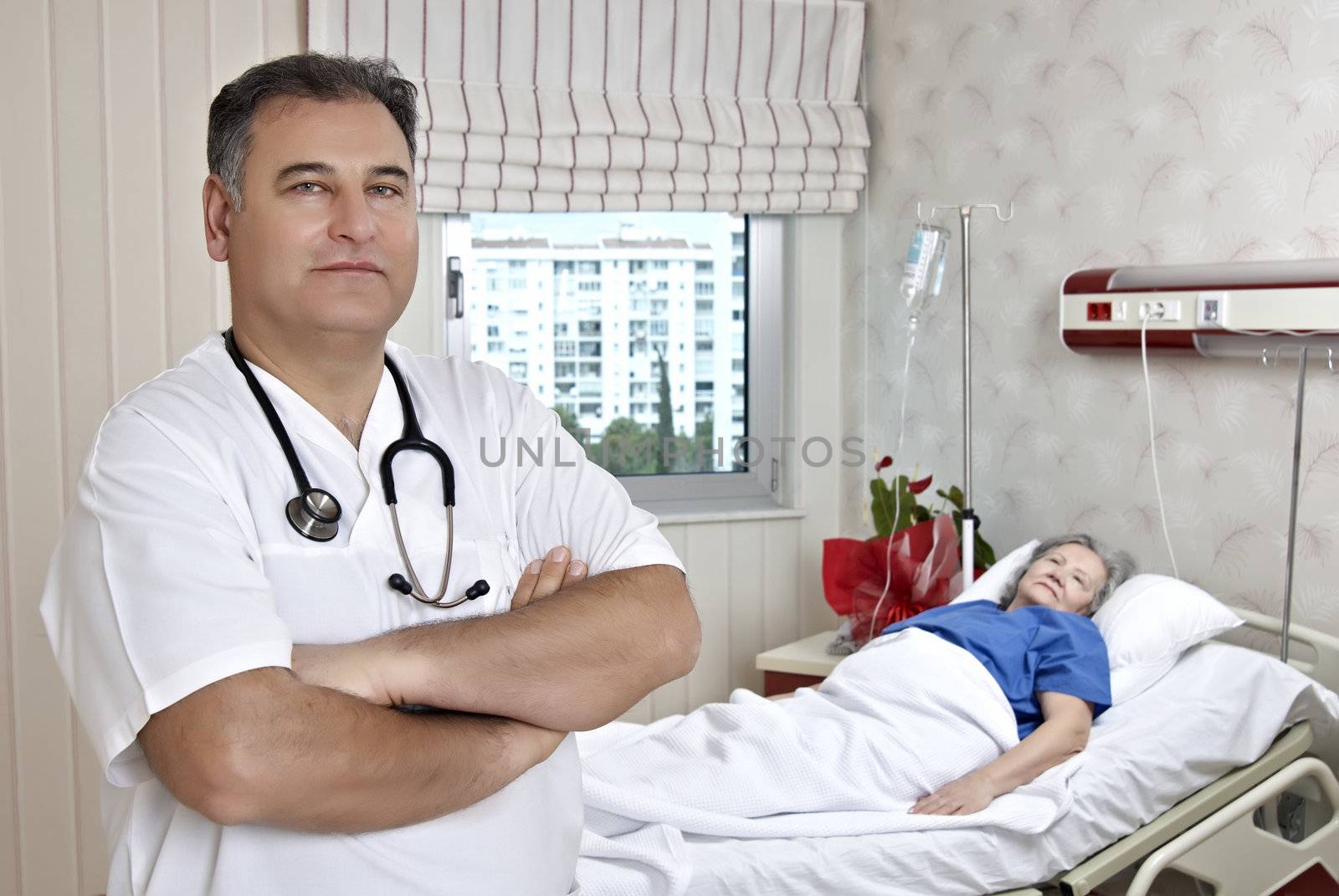 Male doctor visit patient
