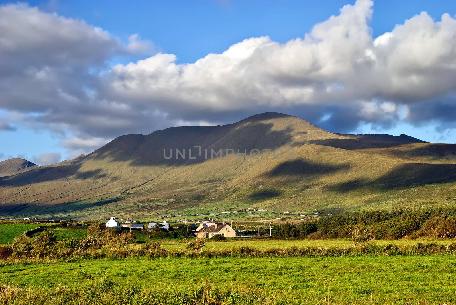 beautiful cloudy mountain landscape on Dingle peninsula, Ireland