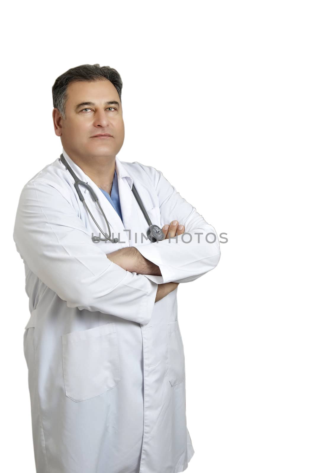 Male doctor isolated on white with path