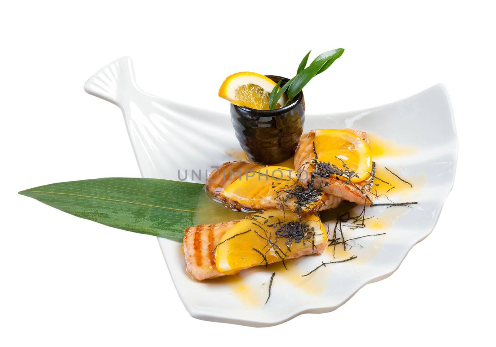 chinese cuisine .salmon with orange sauce